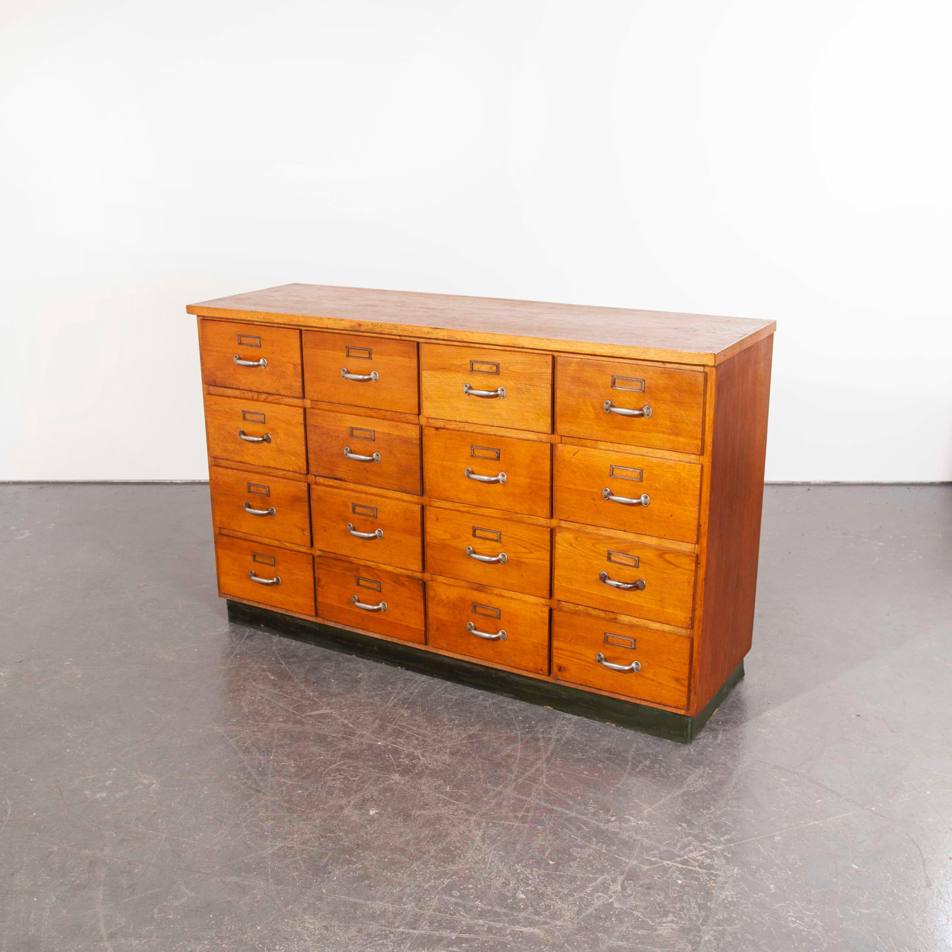 1950s Twelve-Drawer Original Oak Apothecary Cabinet, Chest of Drawers, German 5