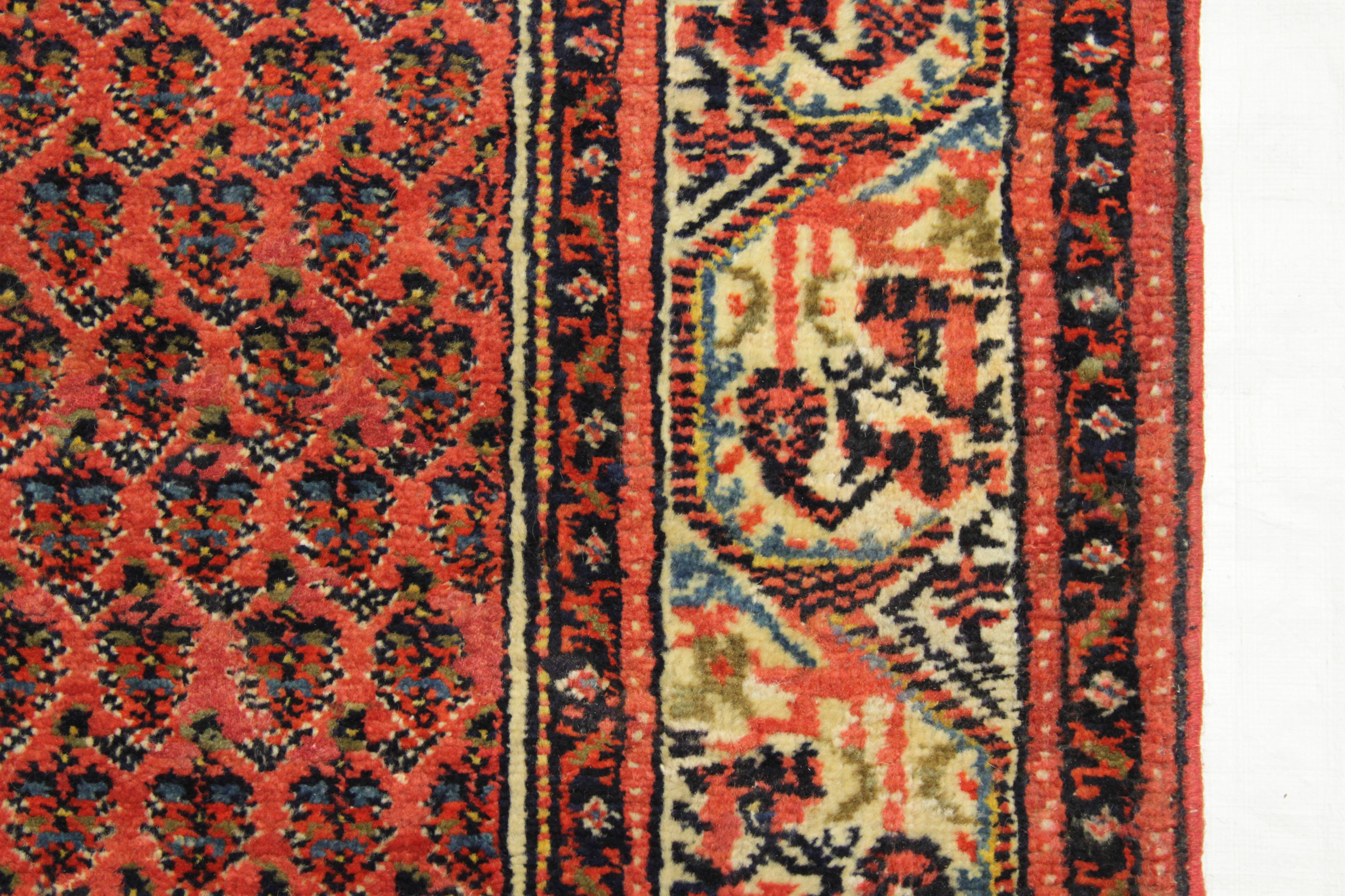 1950s Twin Antique Persian Rug Featuring a “Boteh’ Field in Saraband Style For Sale 1