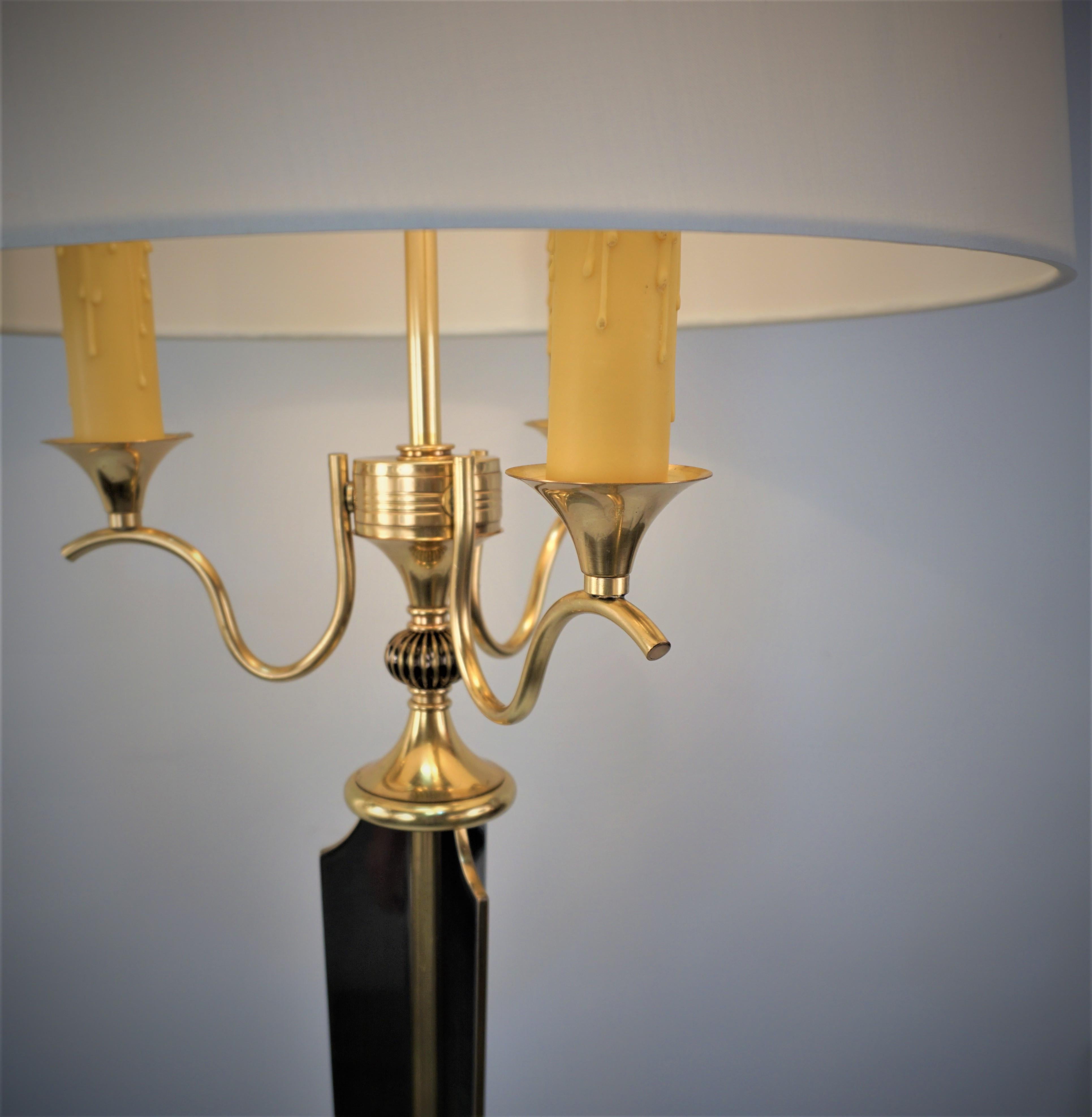 1950s Two Color Bronze Three Light Floor Lamp In Good Condition For Sale In Fairfax, VA