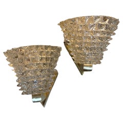 1950s Two Mid-Century Modern Rostrato Murano Glass Sconces by Barovier