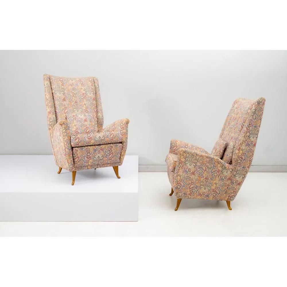 1950s Two Mid-Century Modern High Back Armchairs by Gio Ponti for Isa Bergamo 5