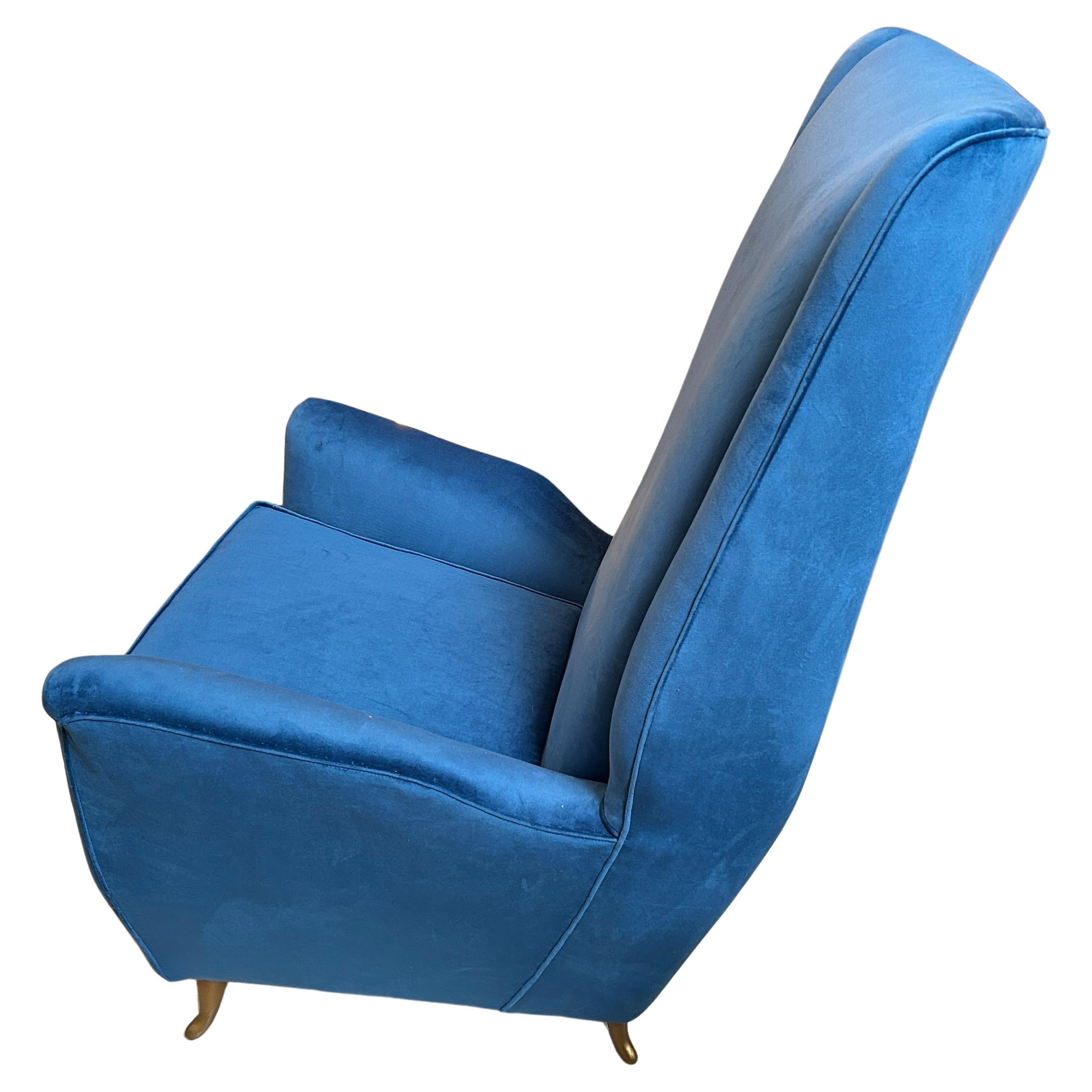 Die Mid-Century Modern Hochlehnsessel Modell 408 wurden in den 1950er Jahren von dem bekannten italienischen Architekten und Designer Gio Ponti für das Möbelunternehmen Isa Bergamo entworfen. Diese Sessel zeichnen sich durch ein einzigartiges und