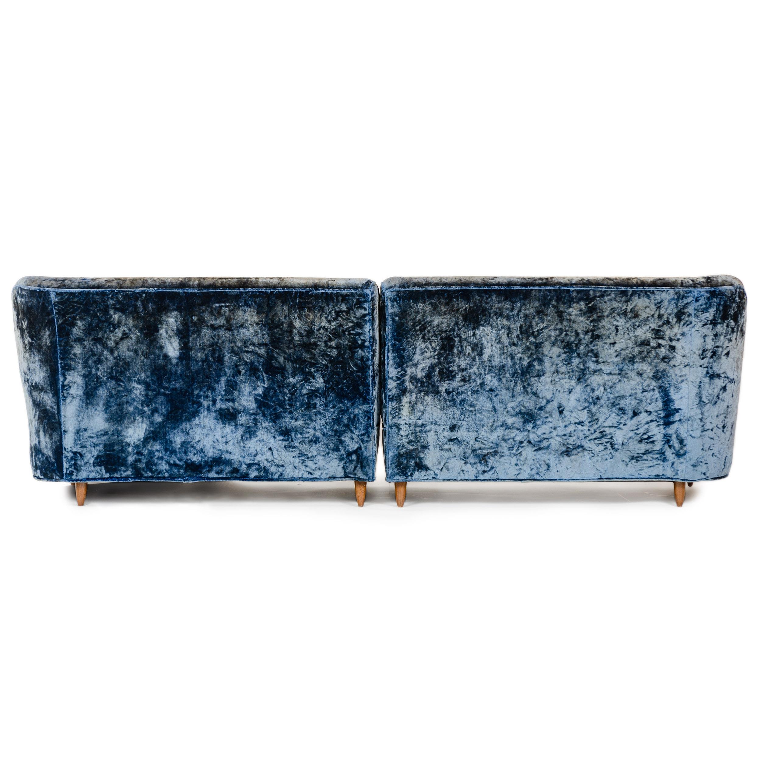 1950s Two-Piece Velvet Sofa in the Style of Gio Ponti 2