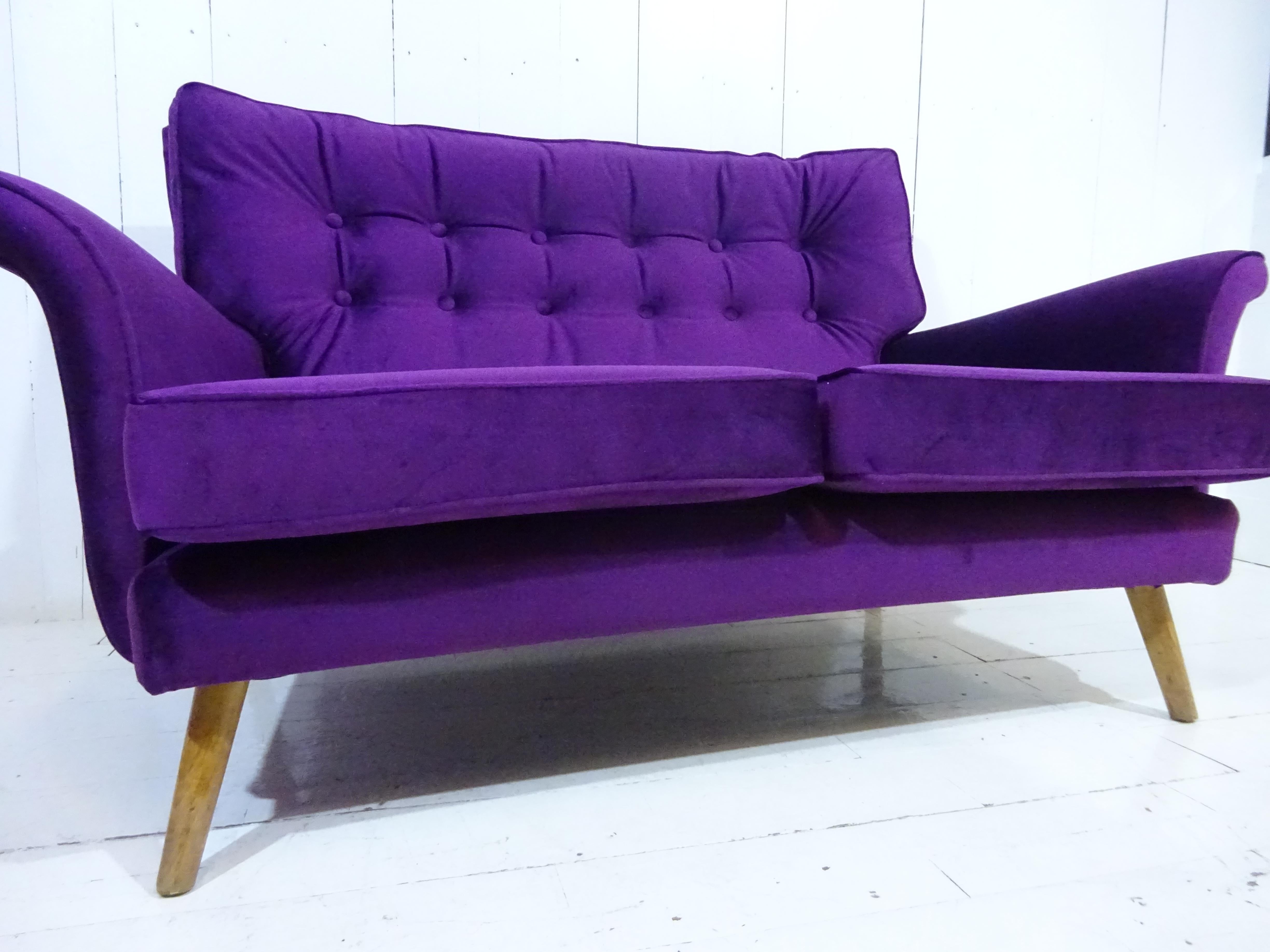 English 1950's Two Seater Sofa by H Vaughan of London