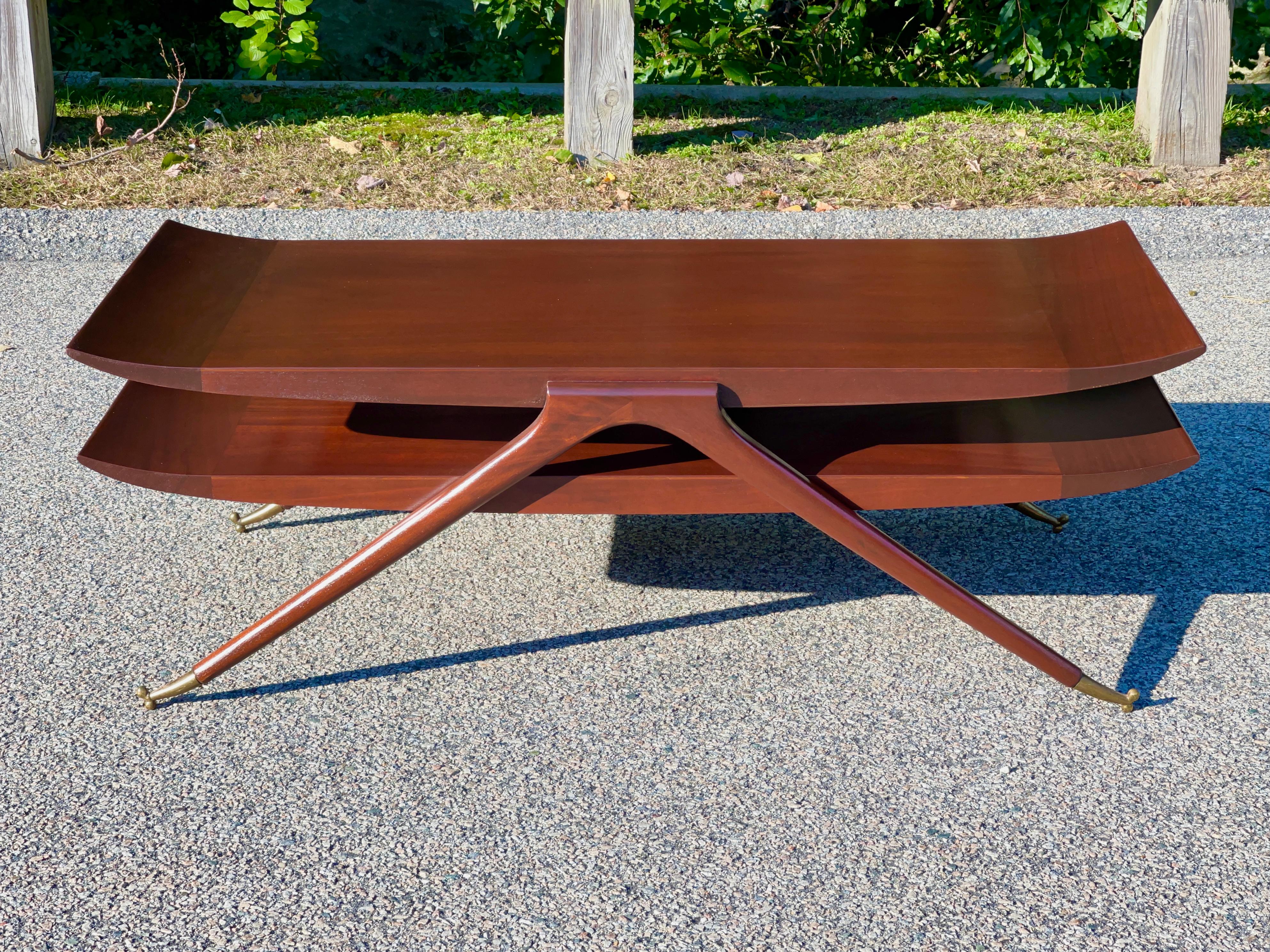 Mid-Century Modern 1950's Two Tier Cocktail Table in Style of Ico Parisi For Sale