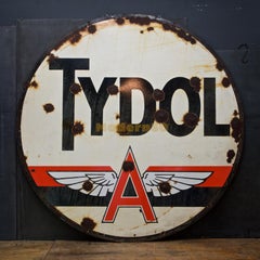 1950s XL Gas Station Porcelain Sign Garage Industrial Ratrod Porsche Winged Barn