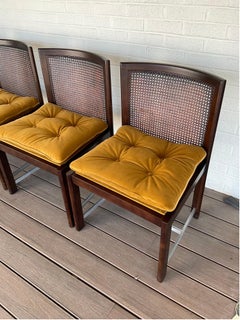 Sedie da pranzo in noce e canna di Michael Taylor per Baker, ultra rare, degli anni '50