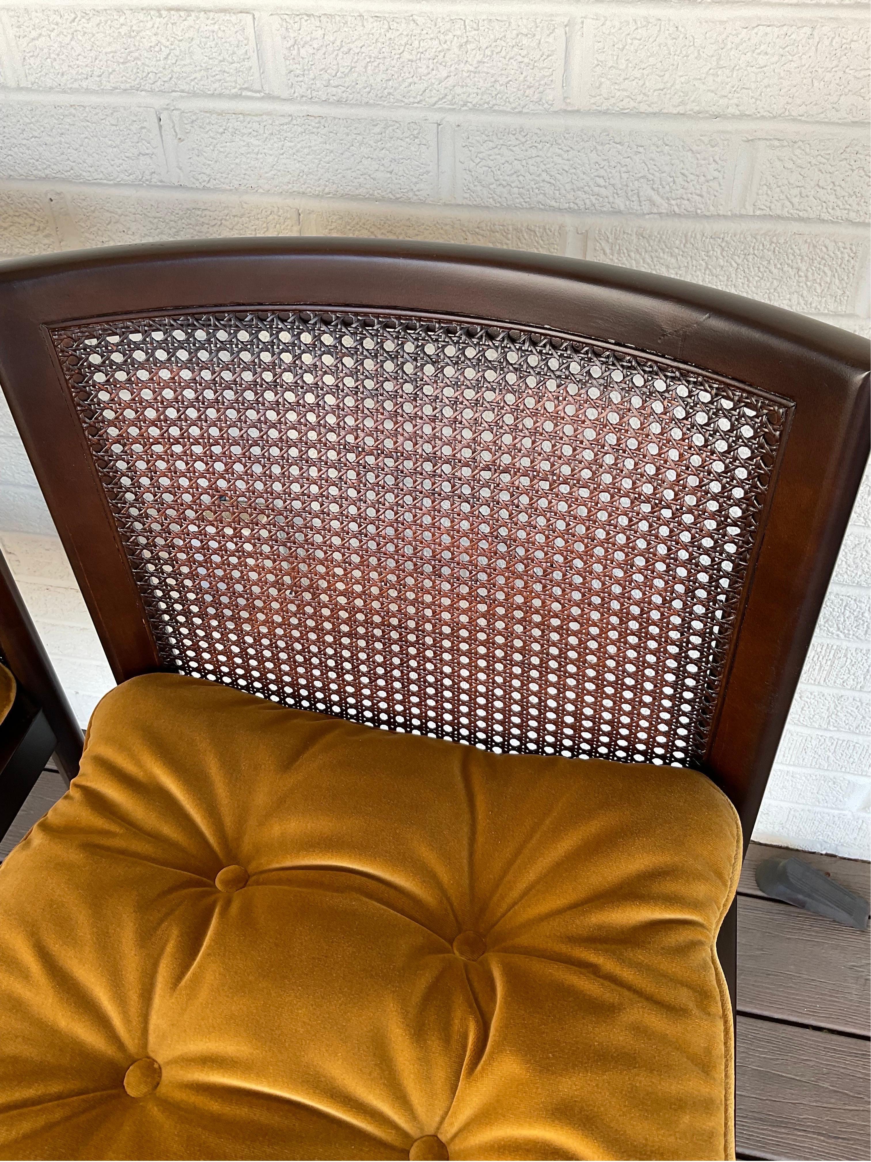 Mid-Century Modern Chaises de salle à manger en noyer et cannage, très rares, des années 1950, Michael Taylor for Baker en vente