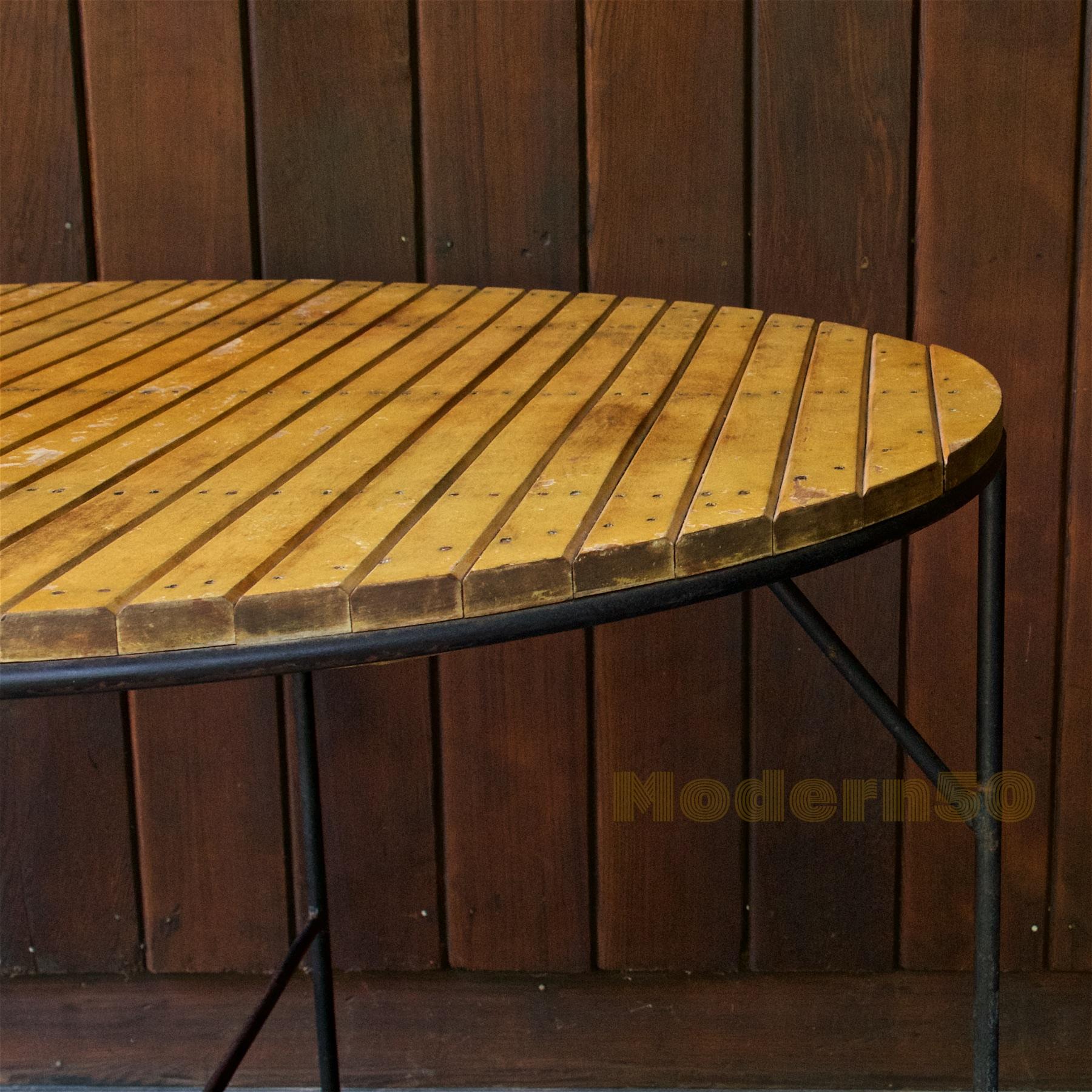 Mid-20th Century 1950s Umanoff Slatted Iron Poolside Dining Table Palm Springs California Modern