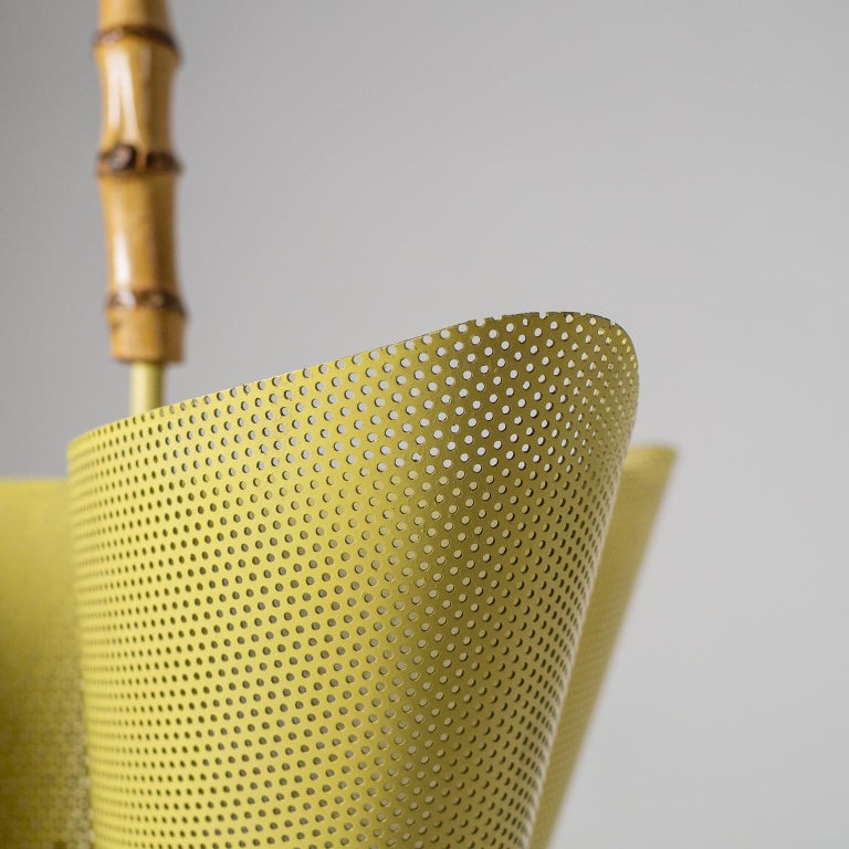 1950s Umbrella Stand, Bamboo, Brass, Perforated Metal at 1stDibs