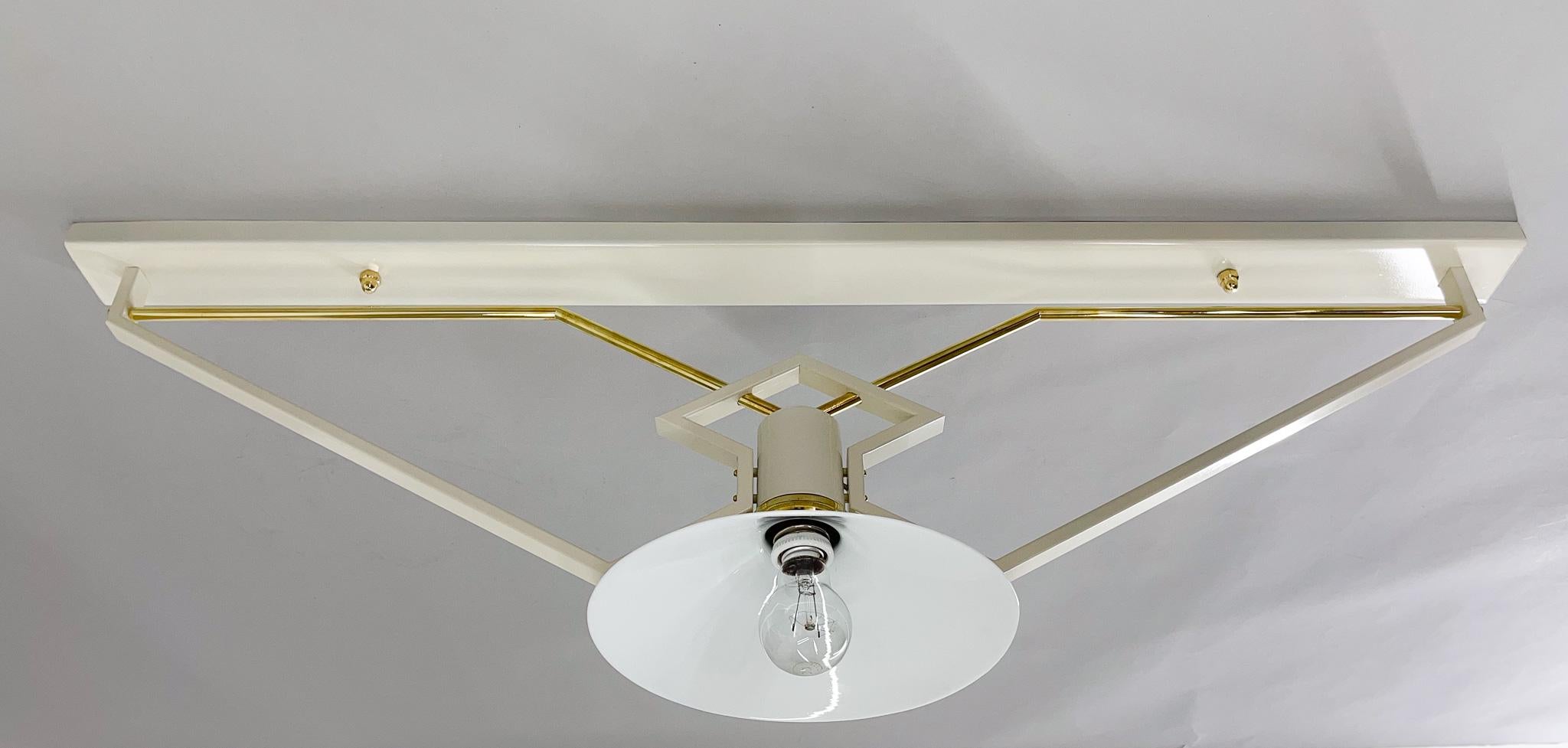 1950s Unique Ceiling Lights with Brass Details, Restored, 4 pieces available For Sale 4