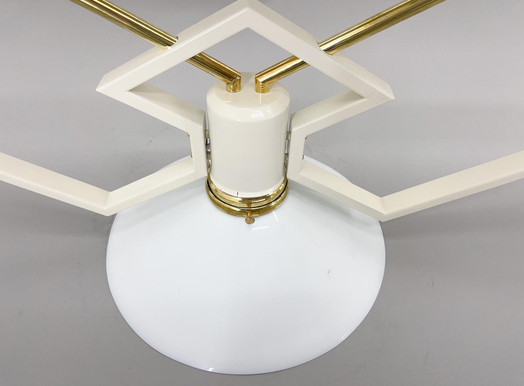 1950s Unique Ceiling Lights with Brass Details, Restored, 4 pieces available For Sale 1