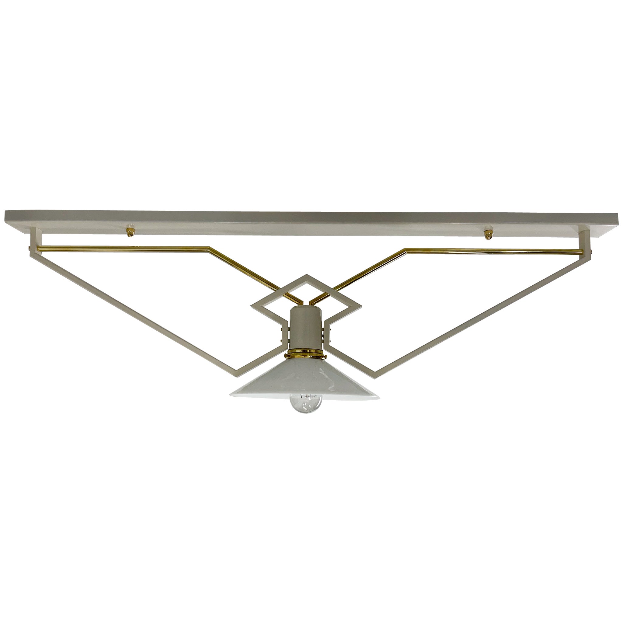Lights de plafond uniques des années 1950 avec détails en laiton, restaurés, 4 pièces disponibles en vente
