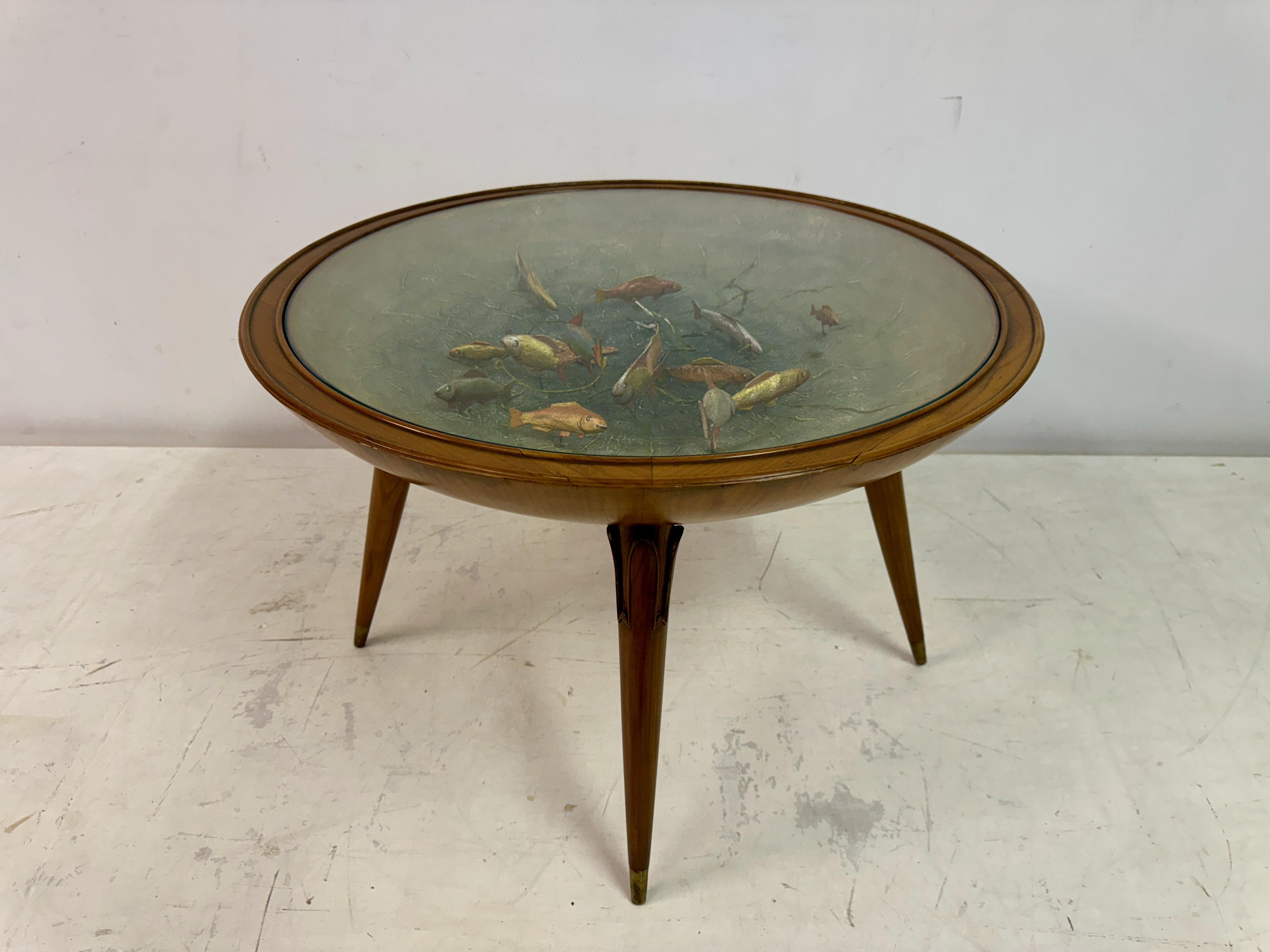 Table basse italienne insolite des années 1950 avec modèle de poisson en vente 7