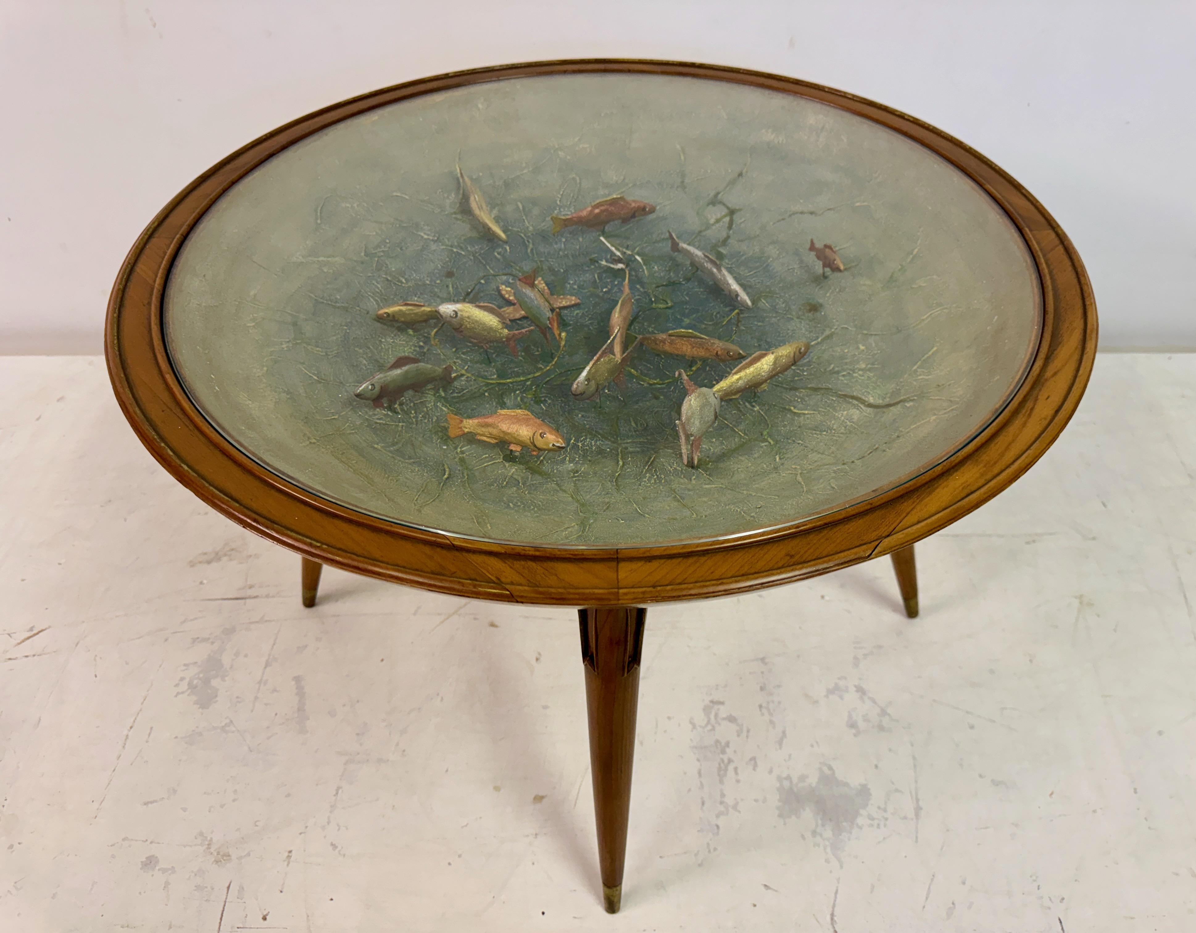 Table basse italienne insolite des années 1950 avec modèle de poisson en vente 9
