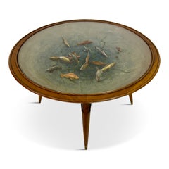 1950s Unusual Italian Coffee Table with Model Fish