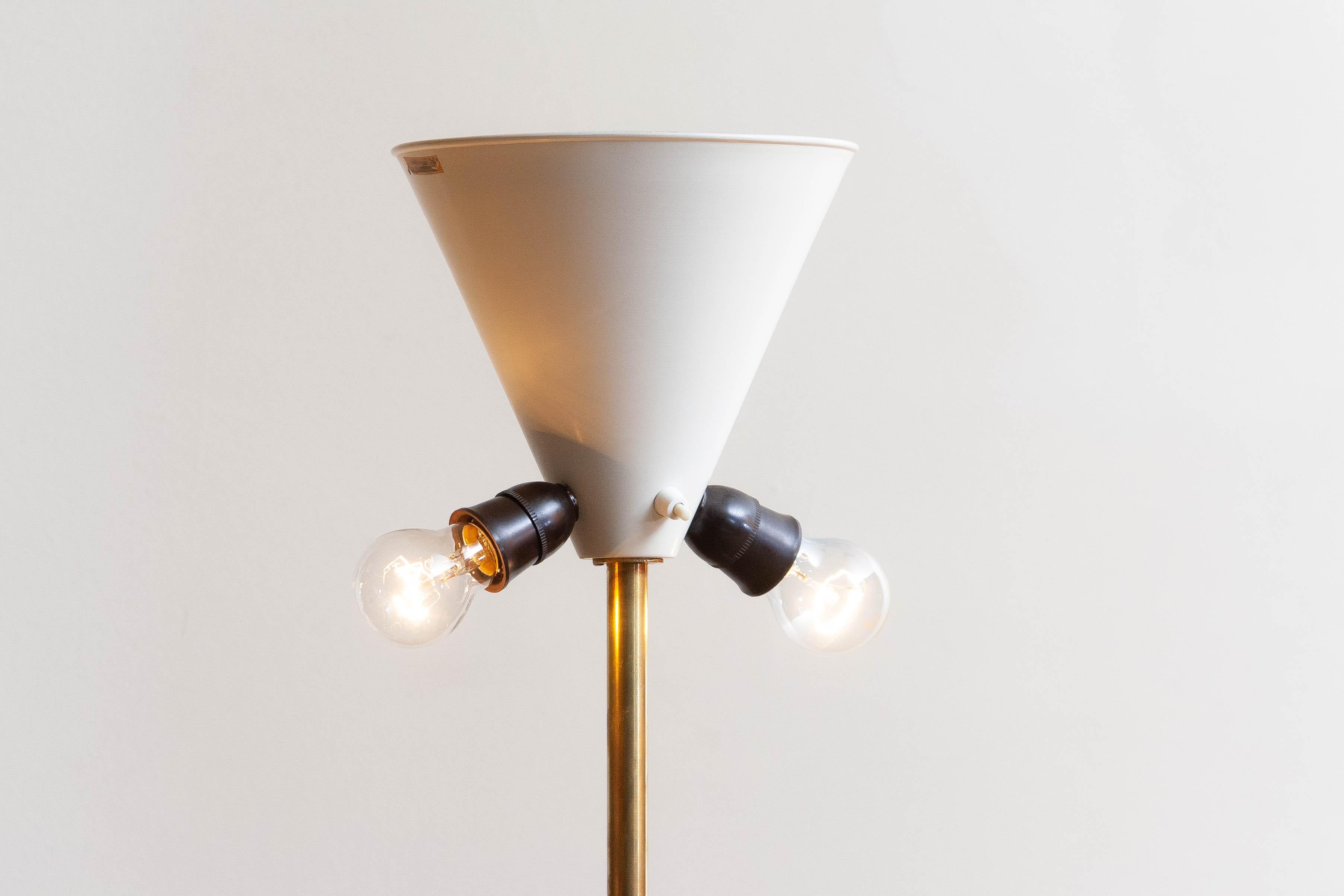 Mid-Century Modern 1950s, Up-Light Floor Lamp in Brass and Metal by Fagerhults Belysning, Sweden