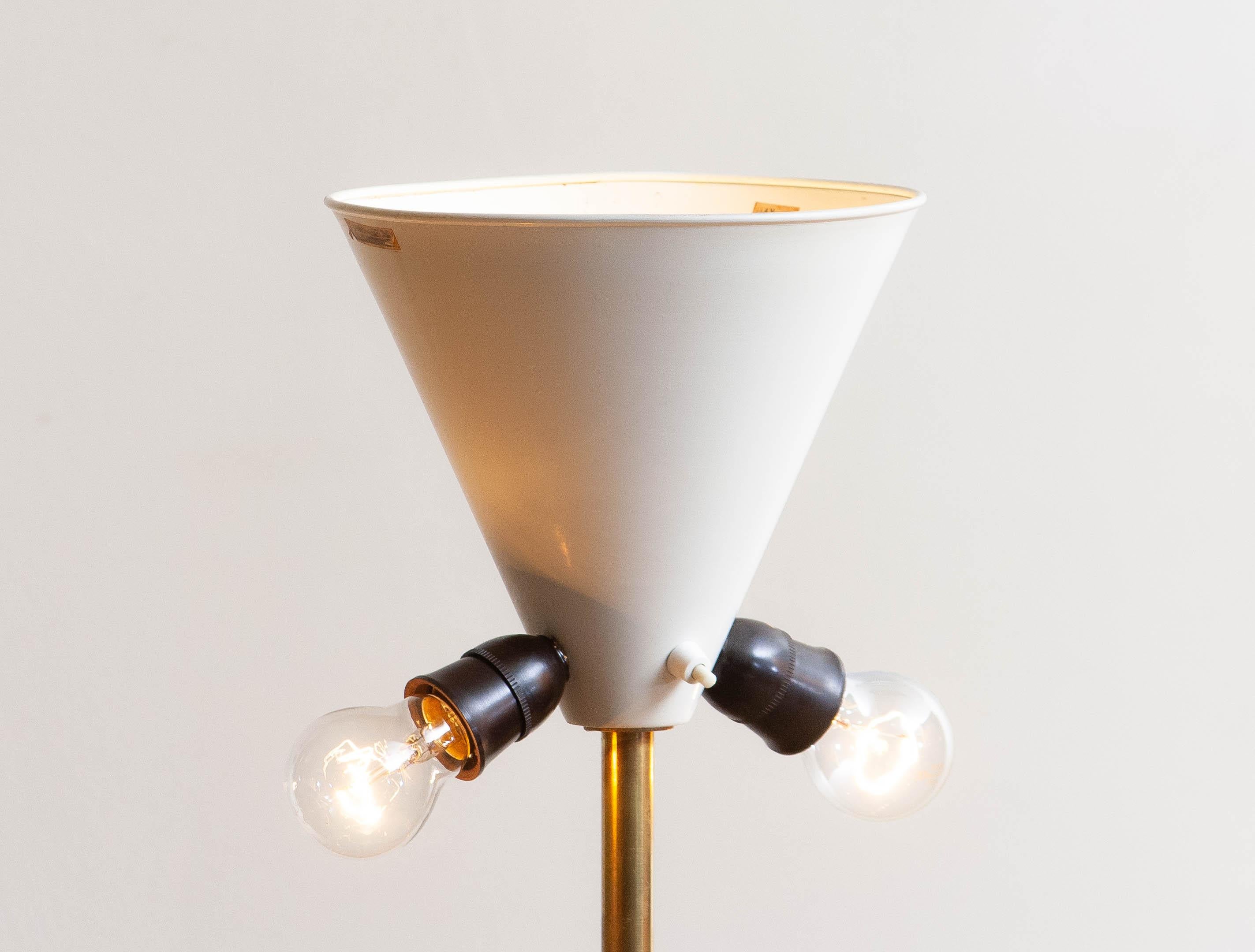 1950s, Up-Light Floor Lamp in Brass and Metal by Fagerhults Belysning, Sweden In Good Condition In Silvolde, Gelderland