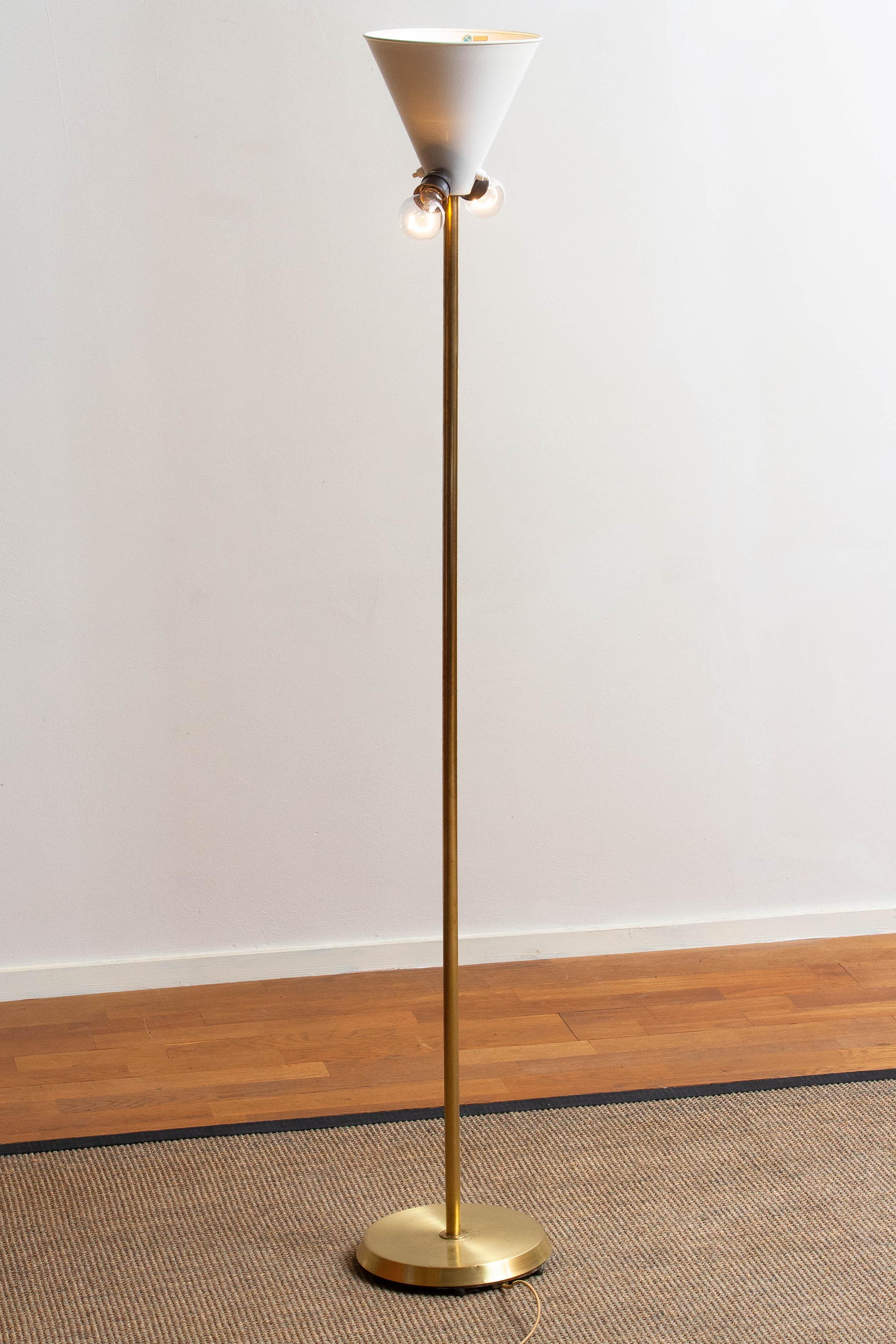 Mid-20th Century 1950s, Up-Light Floor Lamp in Brass and Metal by Fagerhults Belysning, Sweden