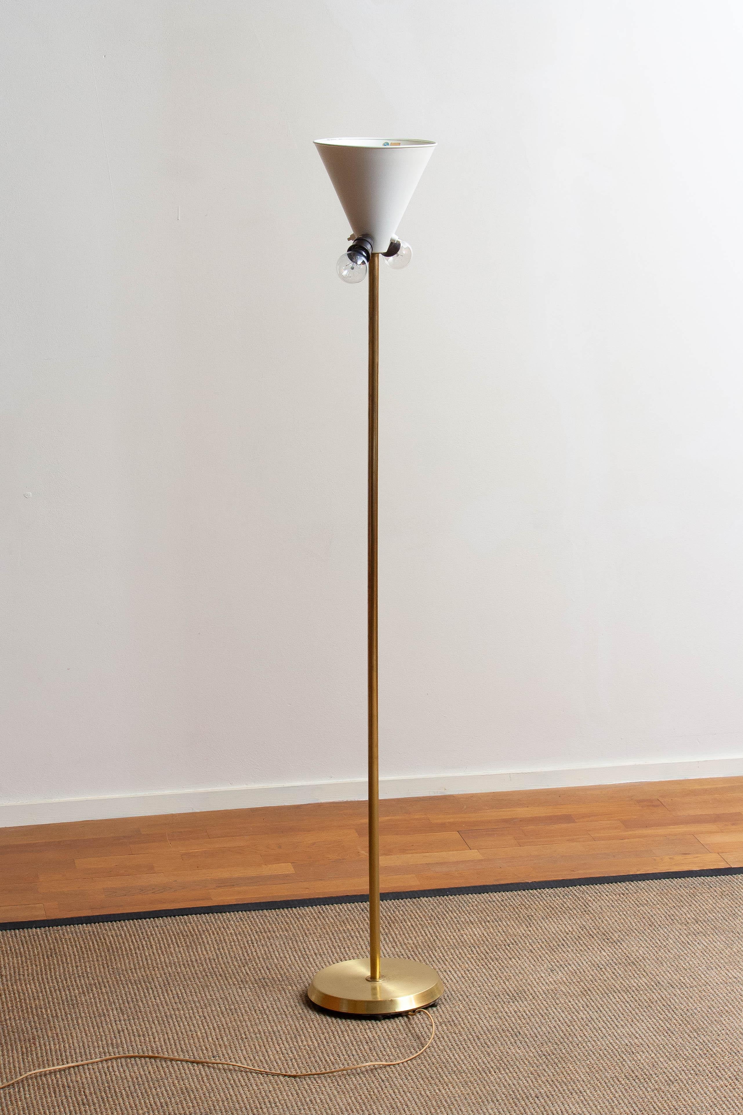 1950s, Up-Light Floor Lamp in Brass and Metal by Fagerhults Belysning, Sweden 3