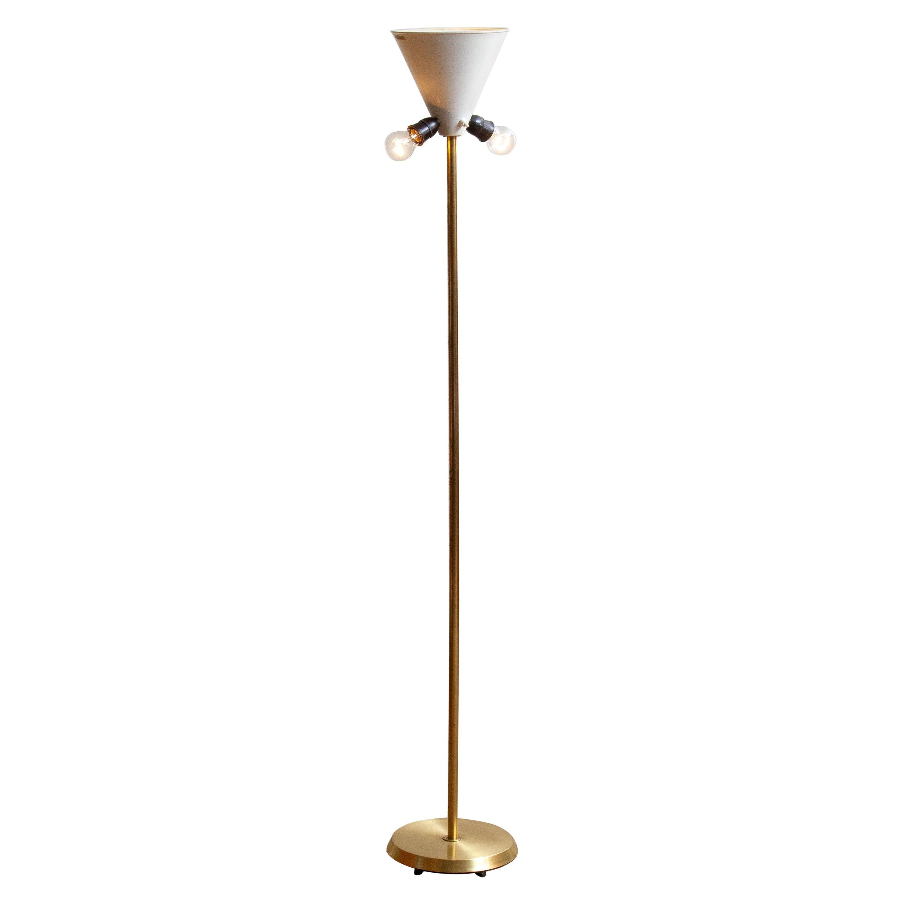 1950s, Up-Light Floor Lamp in Brass and Metal by Fagerhults Belysning, Sweden