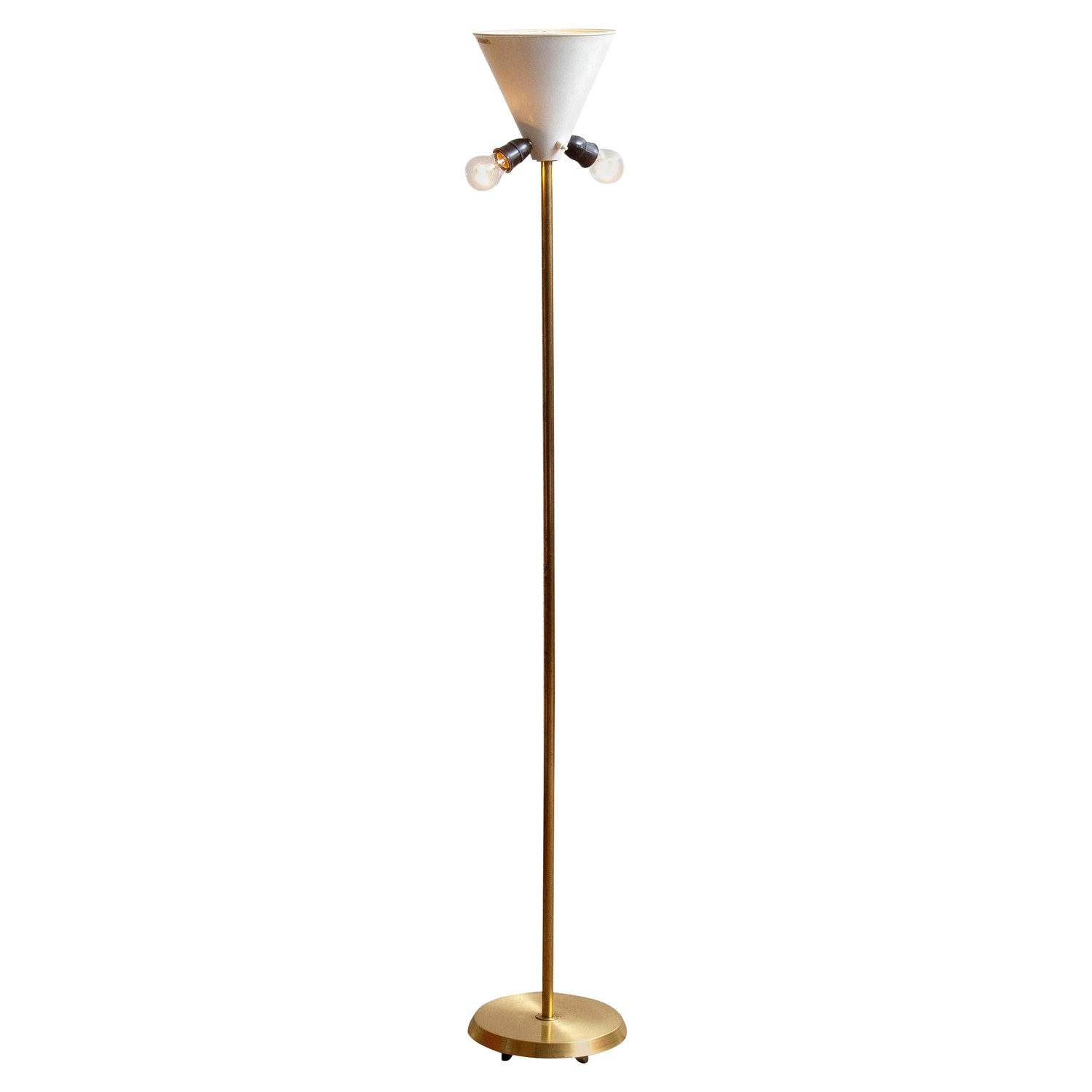 1950s, Up-Light Floor Lamp in Brass and Metal by Fagerhults ...
