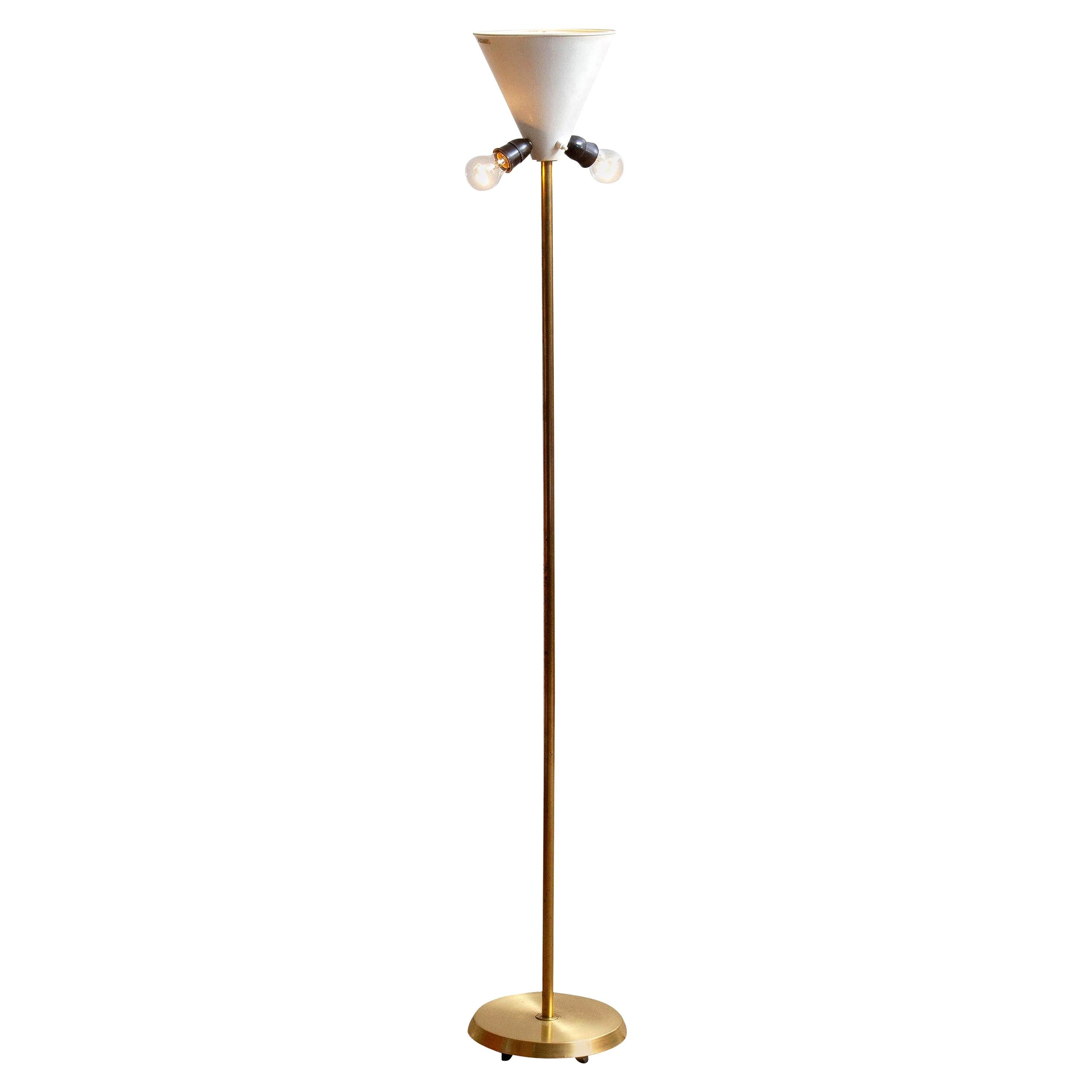 1950s, Up-Light Floor Lamp in Brass and Metal by Fagerhults Belysning, Sweden