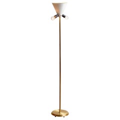 1950s, Up-Light Floor Lamp in Brass and Metal by Fagerhults Belysning, Sweden