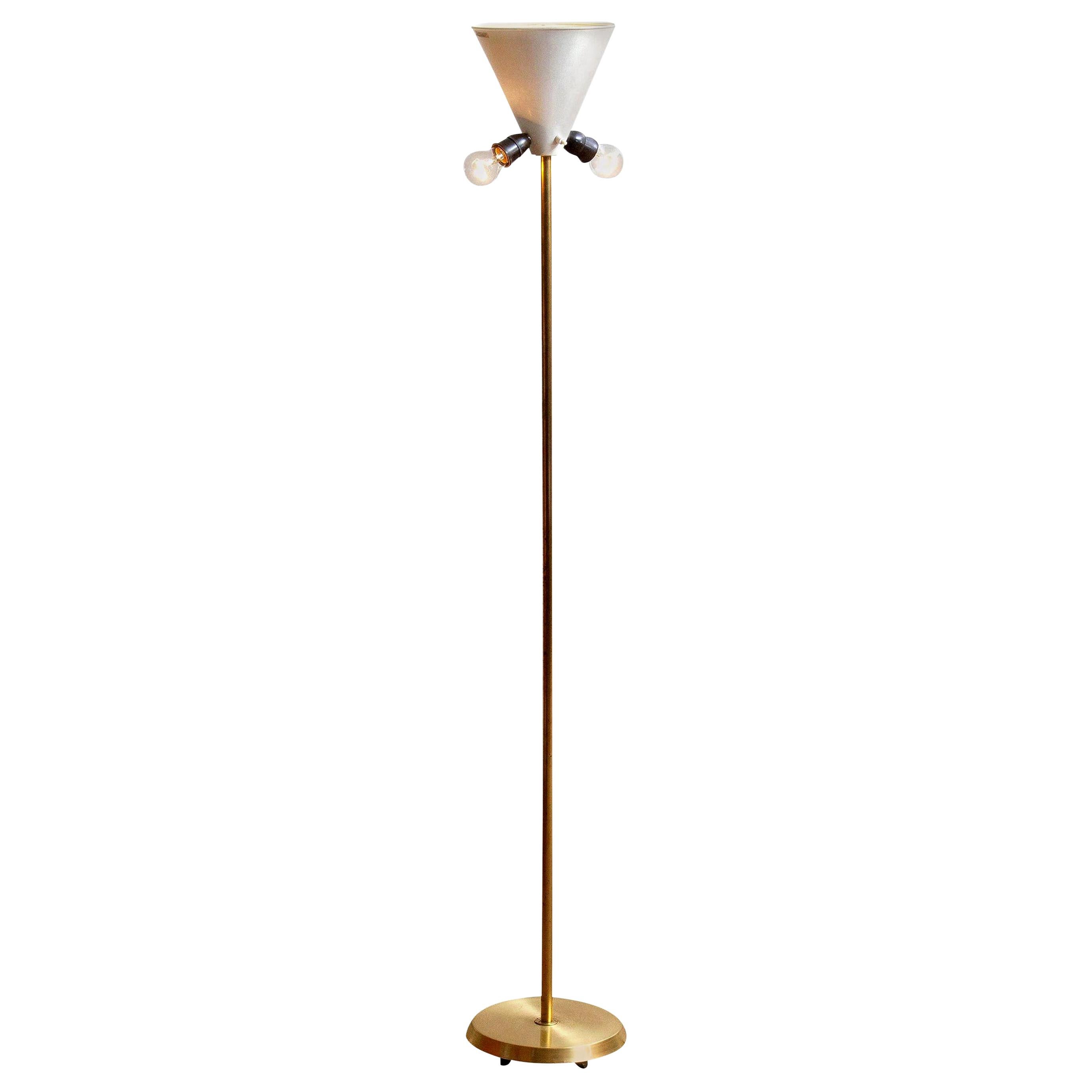 1950s, Up-Light Floor Lamp in Brass and Metal by Fagerhults Belysning, Sweden