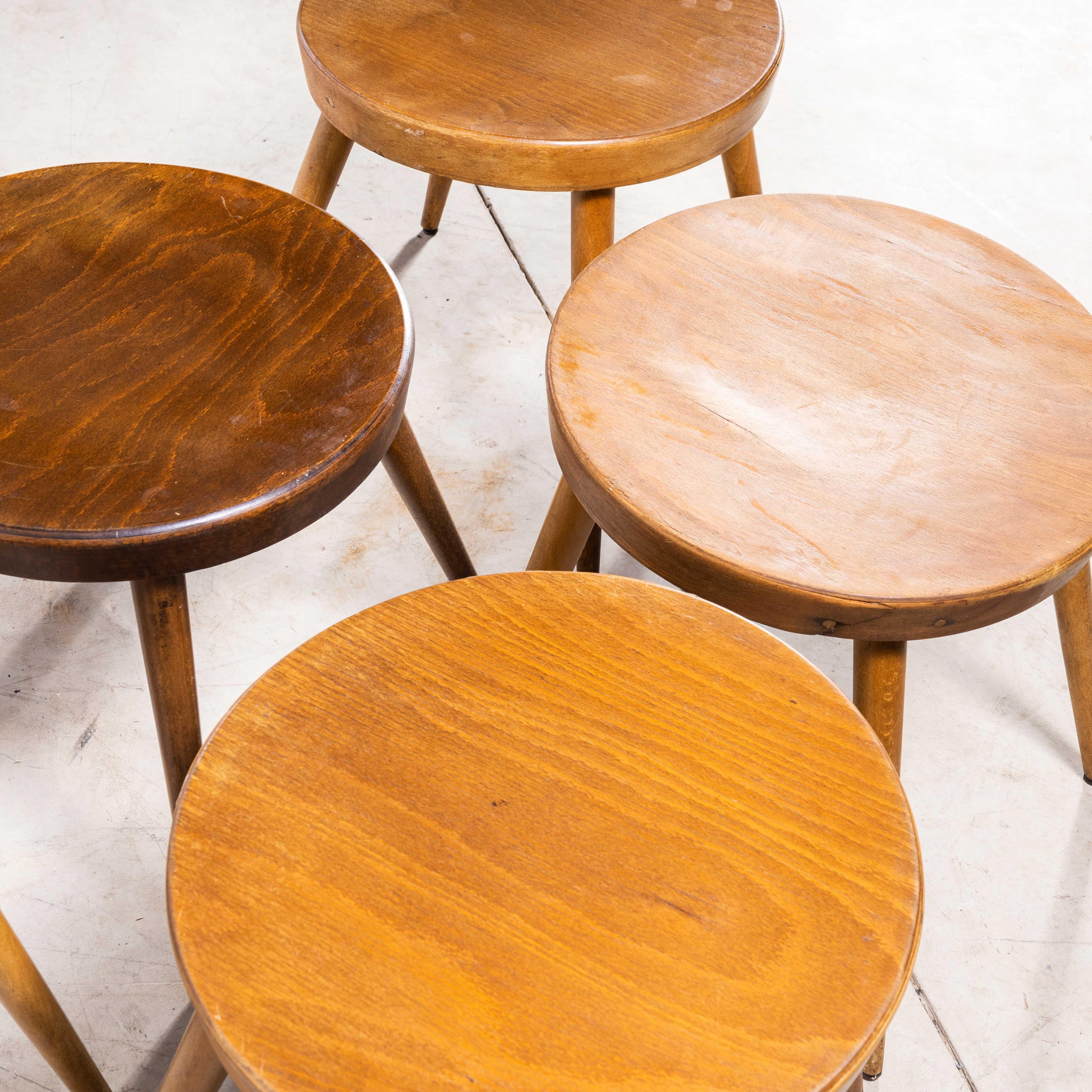 1950s Upcycled Baumann Stools Set of Five In Good Condition In Hook, Hampshire