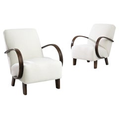 1950s Upholstered Armchairs by Jindrich Halabala, a Pair