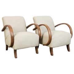 1950s Upholstered Czech Armchairs, a Pair