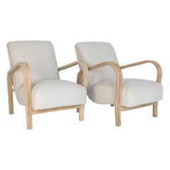 1950s Upholstered Czech Armchairs, a Pair