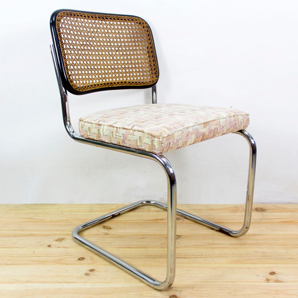 Italian 1950s Upholstered Marcel Breuer's B32 Cesca Cantilever Chair