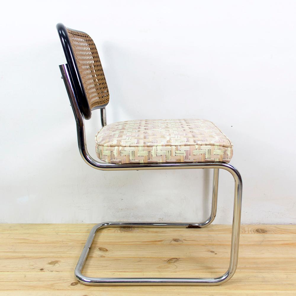 Blackened 1950s Upholstered Marcel Breuer's B32 Cesca Cantilever Chair