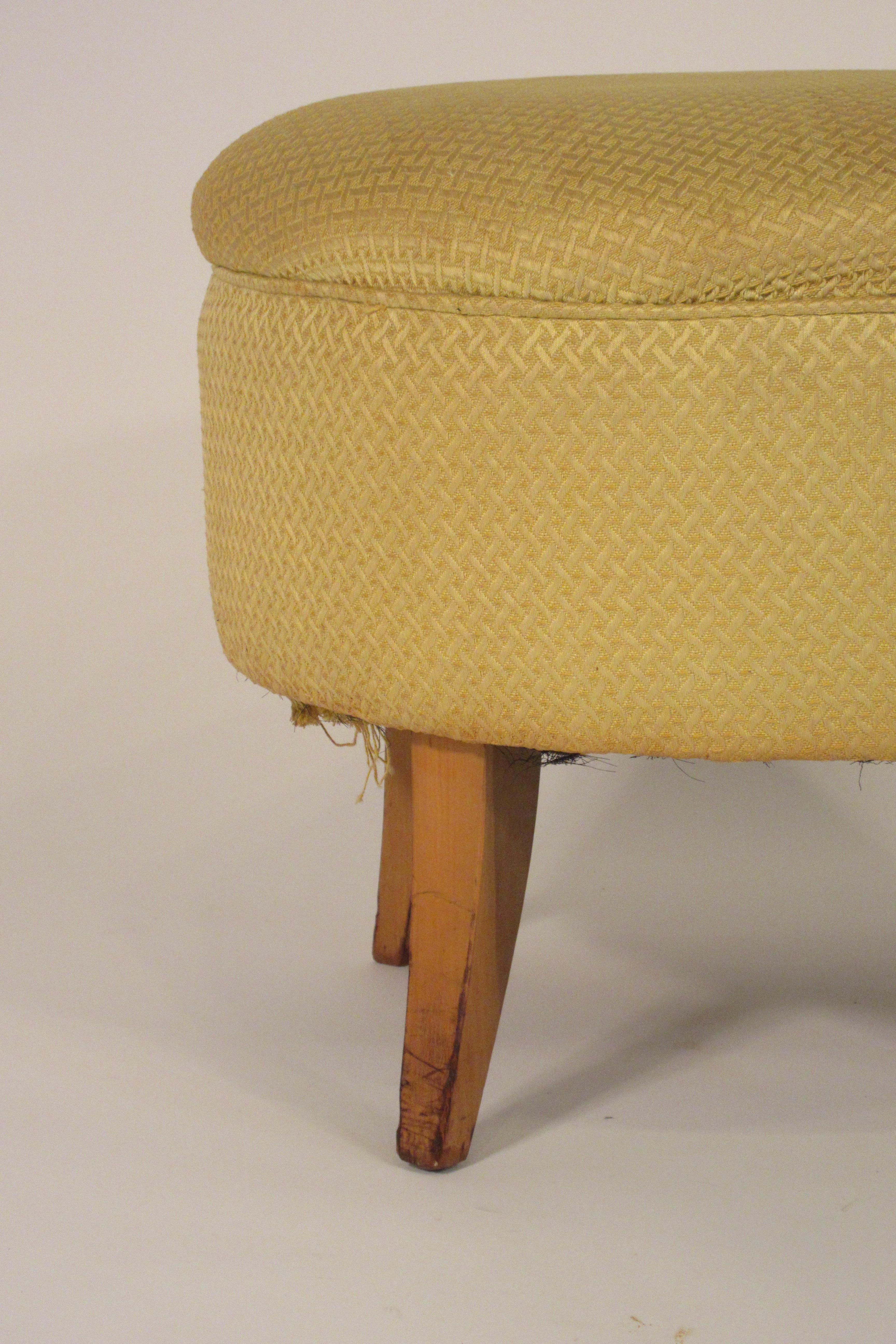 1950s Upholstered Ottoman For Sale 1