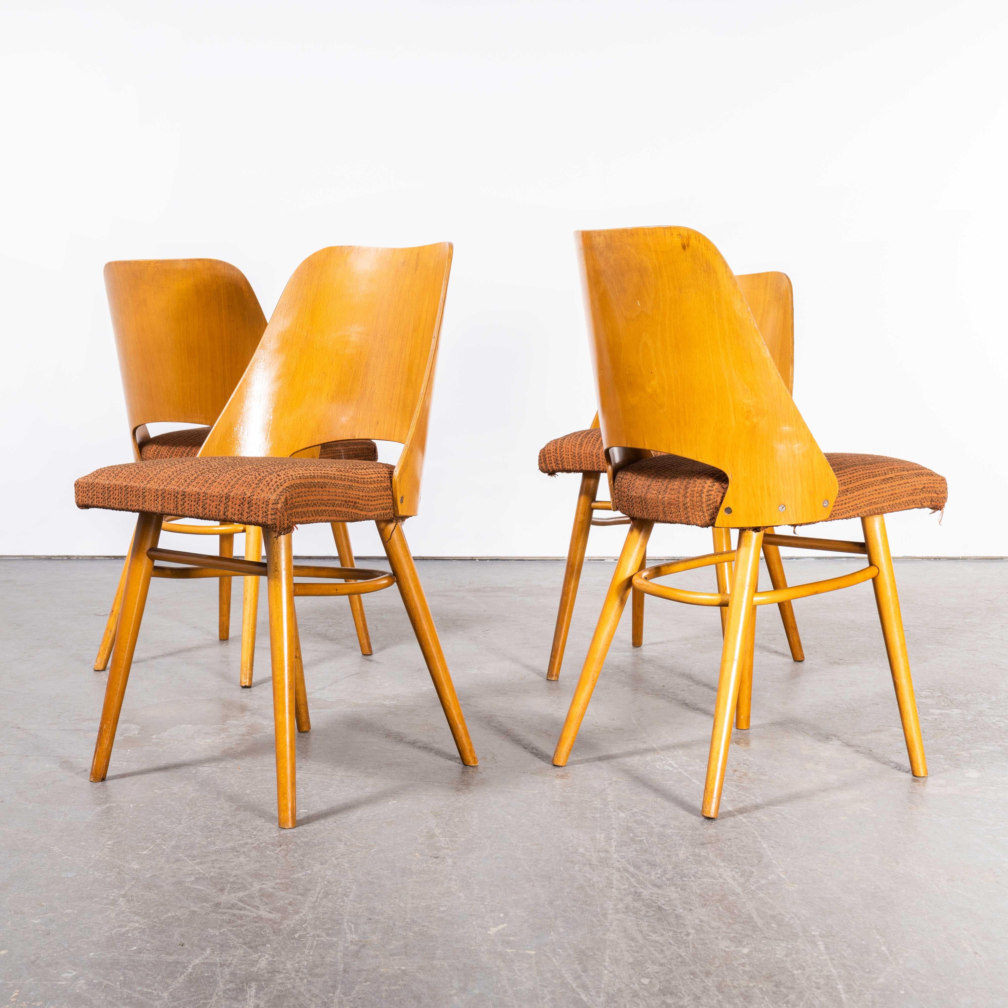 Mid-20th Century 1950's Upholstered Thon Dining Chairs By Radomir Hoffman - Set Of Four (1879)