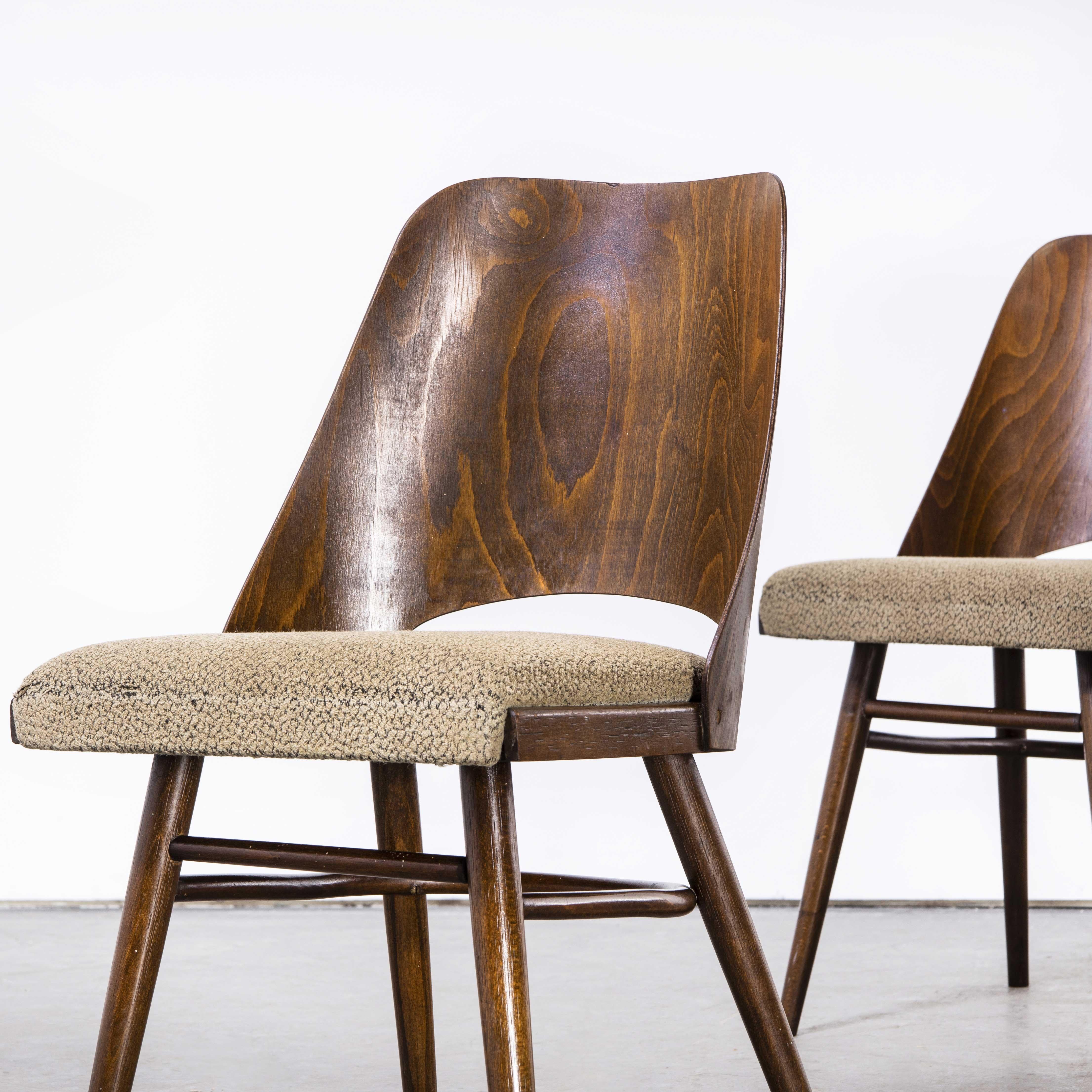 1950's Upholstered Thon Dining Chairs by Radomir Hoffman, Set of Four Dark Waln For Sale 4
