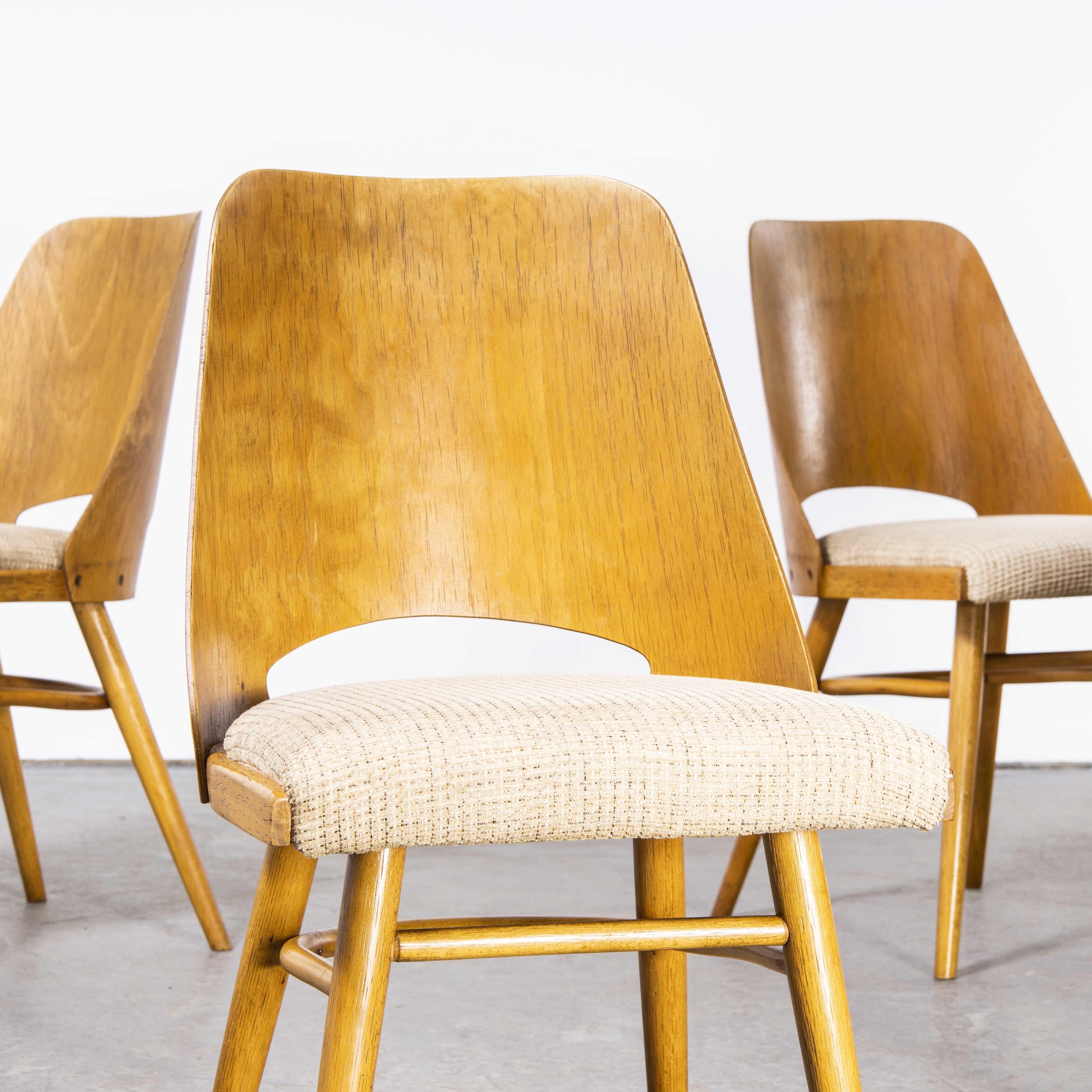 1950's Upholstered Thon Dining Chairs by Radomir Hoffman, Set of Four 4