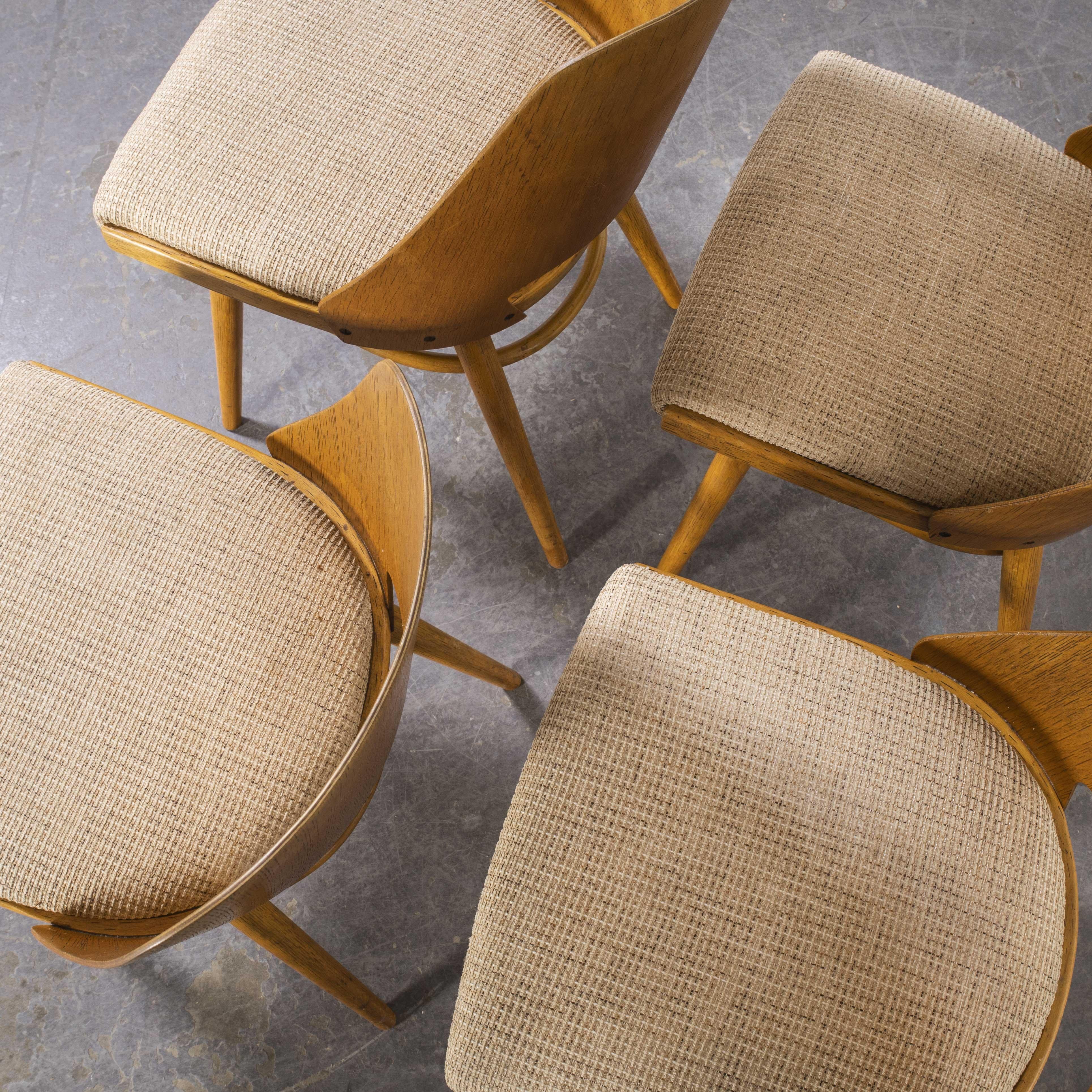 1950's Upholstered Thon Dining Chairs by Radomir Hoffman, Set of Four 3