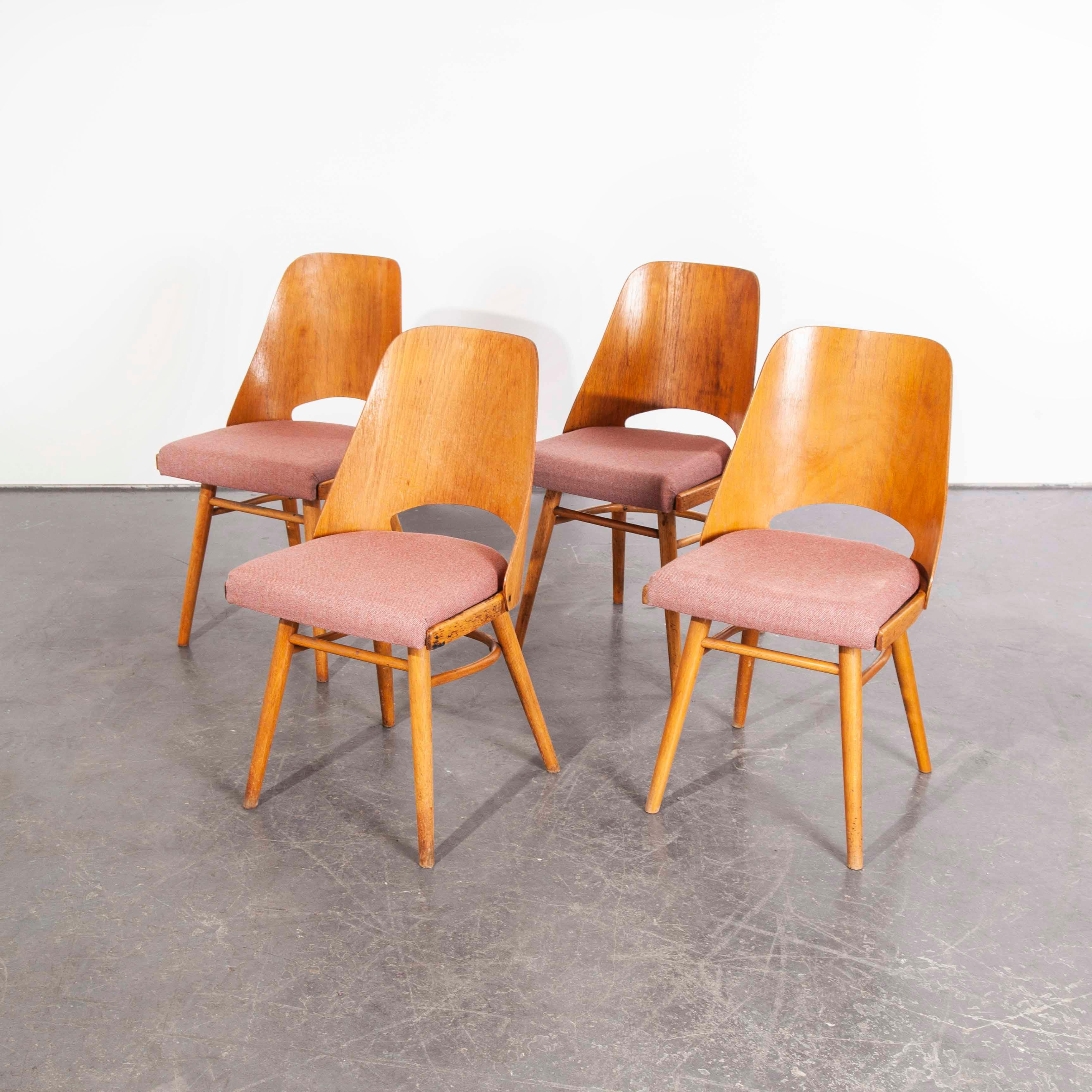 Mid-20th Century 1950s Upholstered Thon Dining Chairs, Radomir Hoffman, Set of Four
