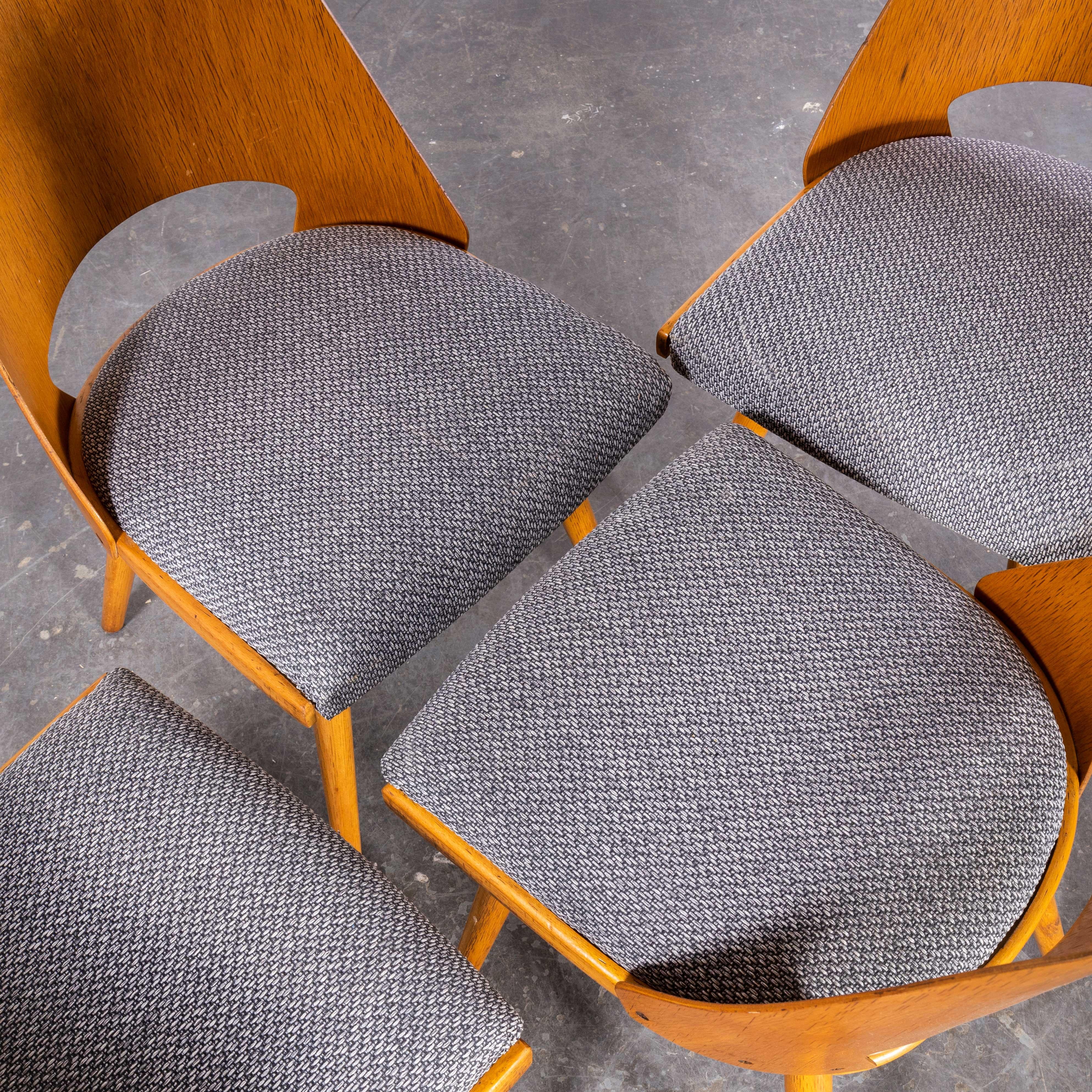 1950s Upholstered Ton Dining Chairs by Radomir Hoffman, Set of Four For Sale 5
