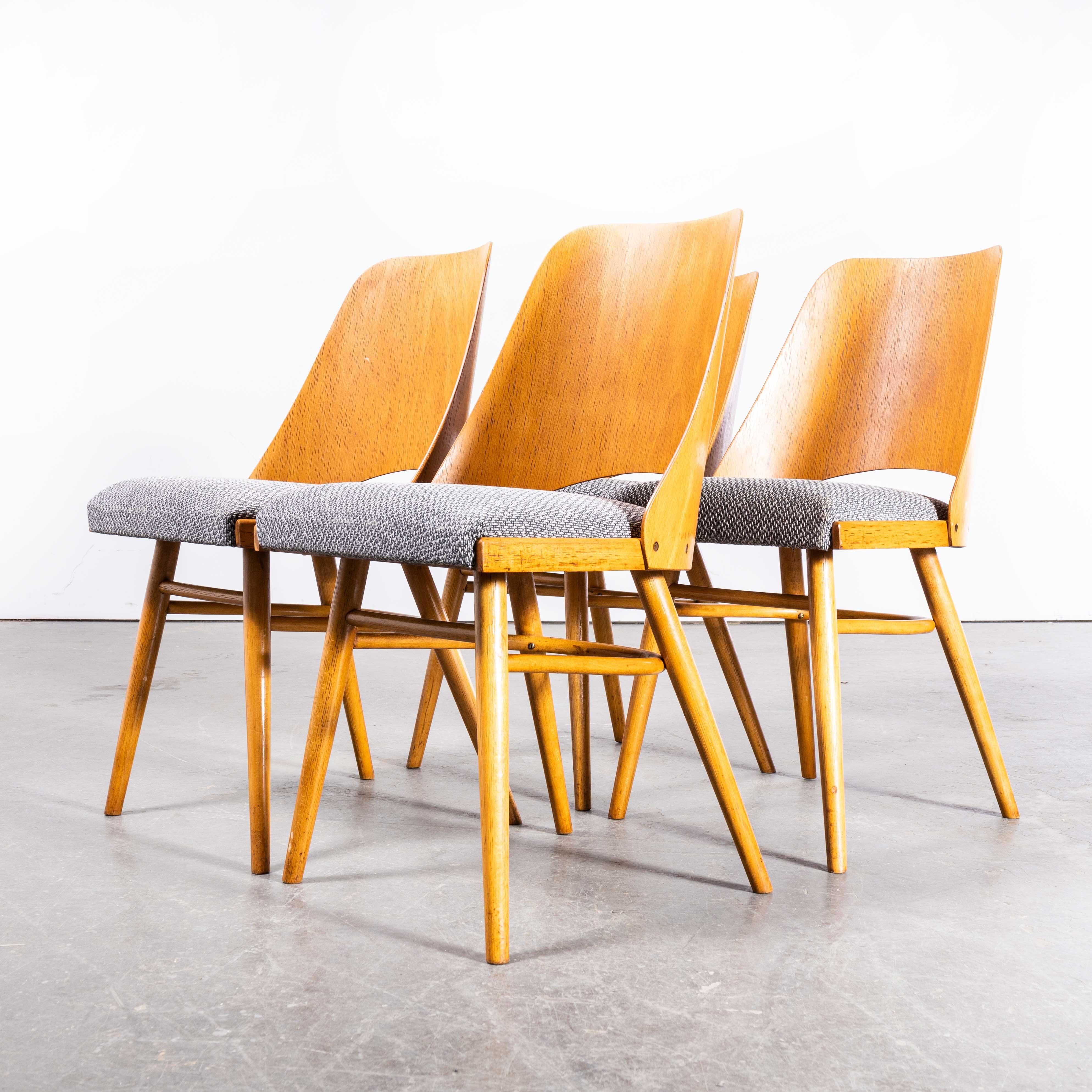 1950s Upholstered Ton Dining Chairs by Radomir Hoffman, Set of Four For Sale 2