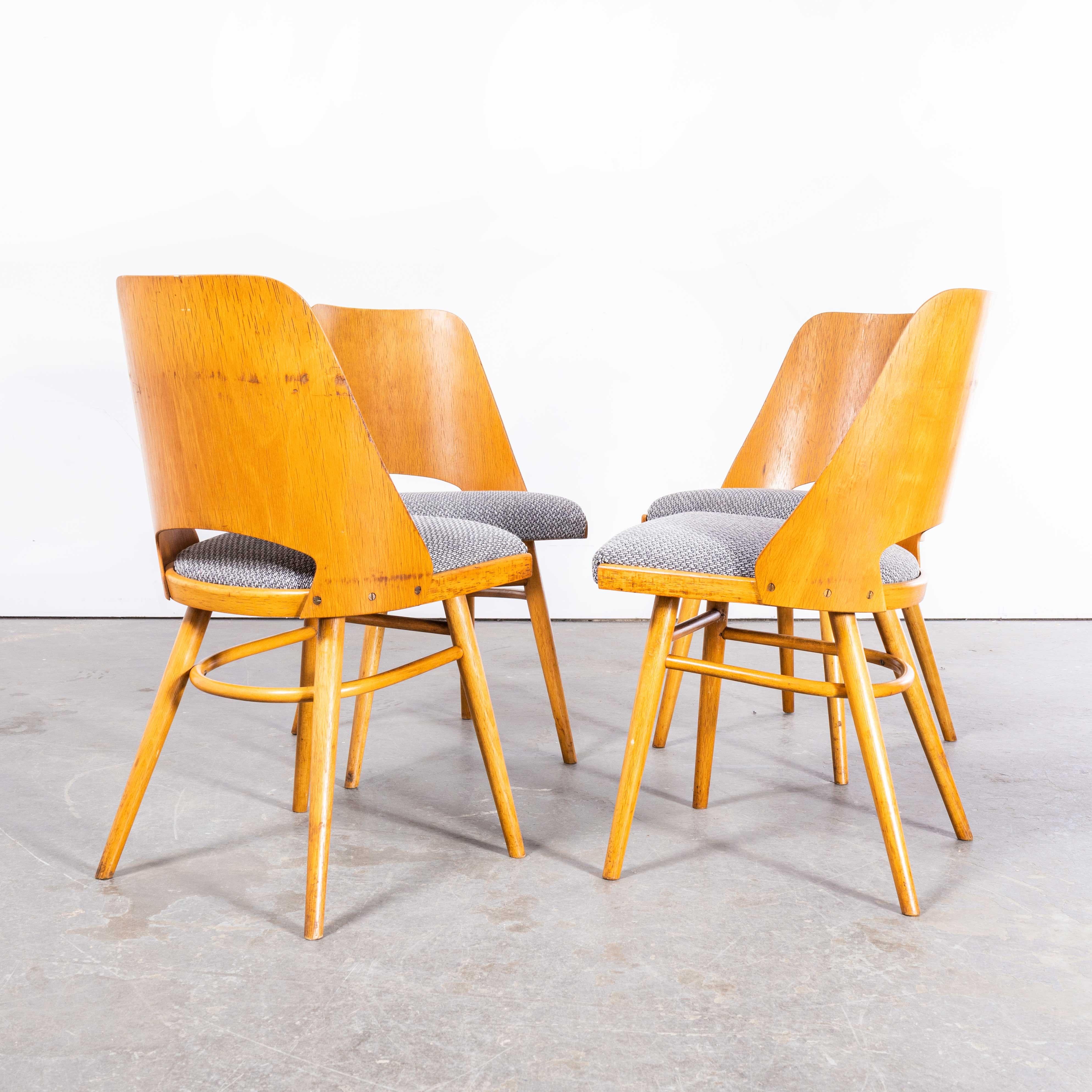 1950s Upholstered Ton Dining Chairs by Radomir Hoffman, Set of Four For Sale 3