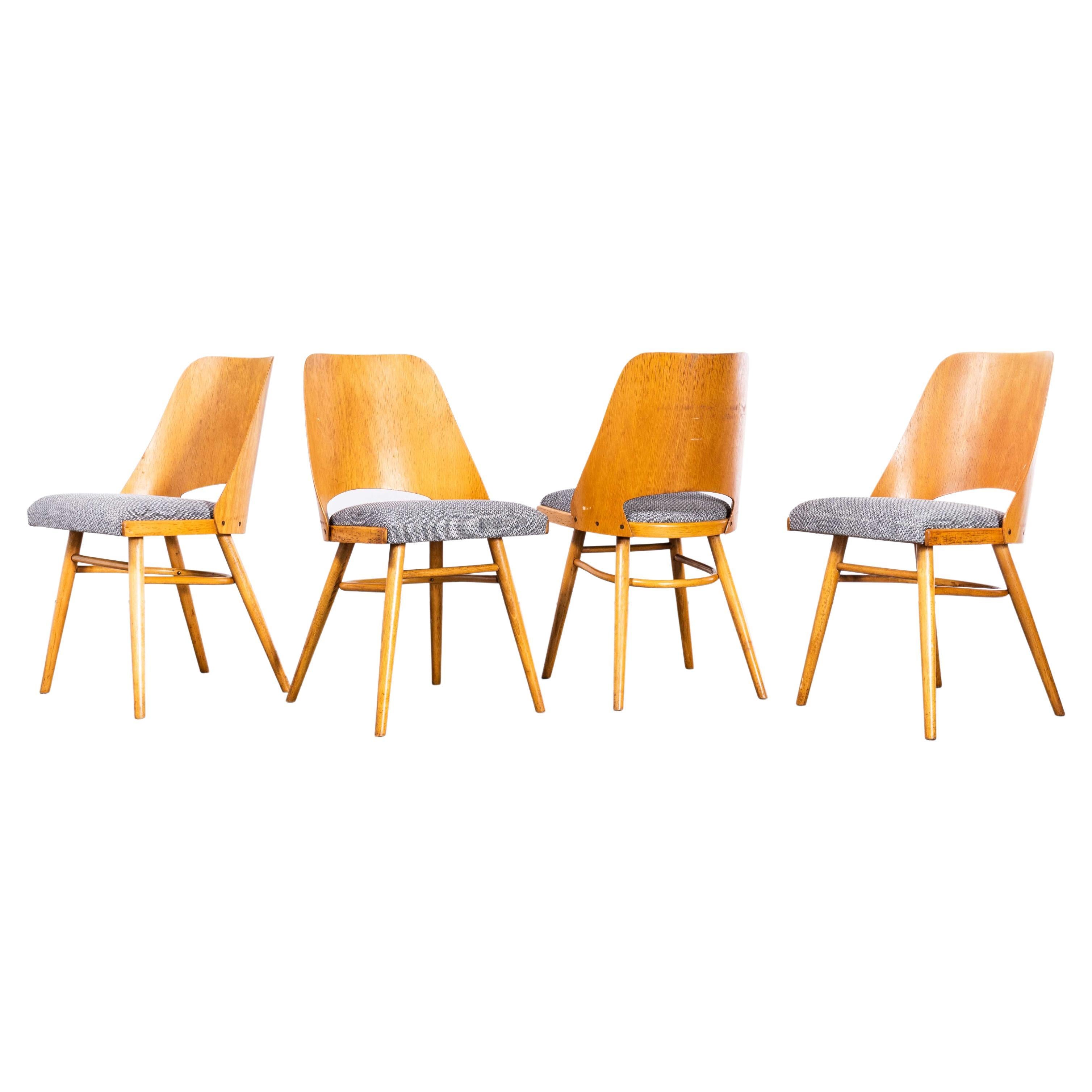 1950s Upholstered Ton Dining Chairs by Radomir Hoffman, Set of Four For Sale