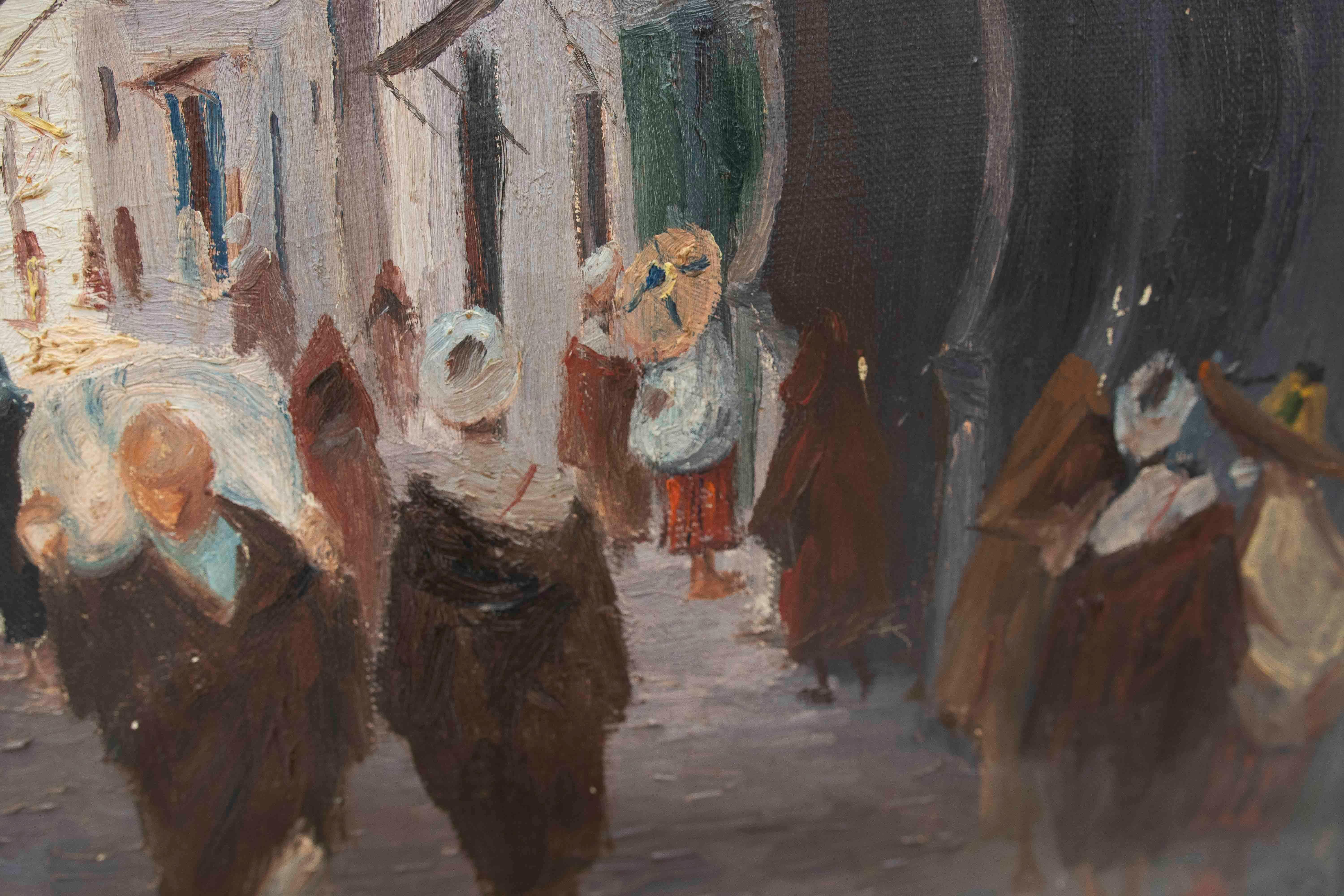 1950s Urban Scene Under an Arch on a Street in an Eastern North African City For Sale 6