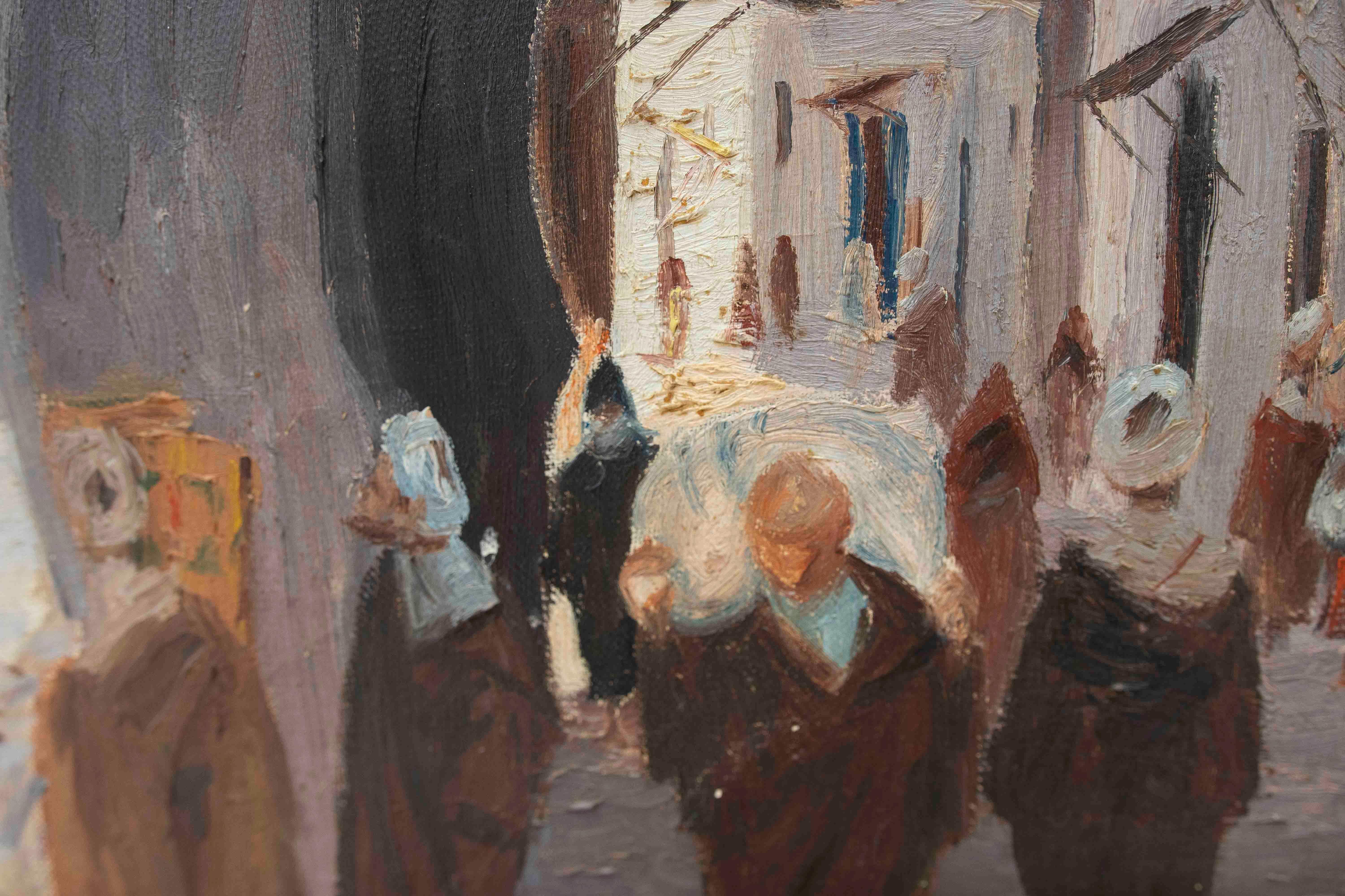 1950s Urban Scene Under an Arch on a Street in an Eastern North African City For Sale 7