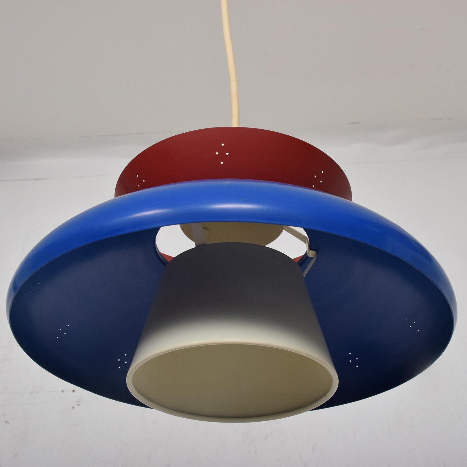 American 1950s USA Patriotic Pendant Light Mid-Century Modern Red White and Blue Lamp