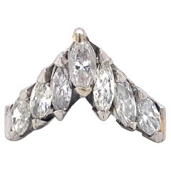 Bague en platine avec diamant marquise en forme de V de 1,77 carat, années 1950