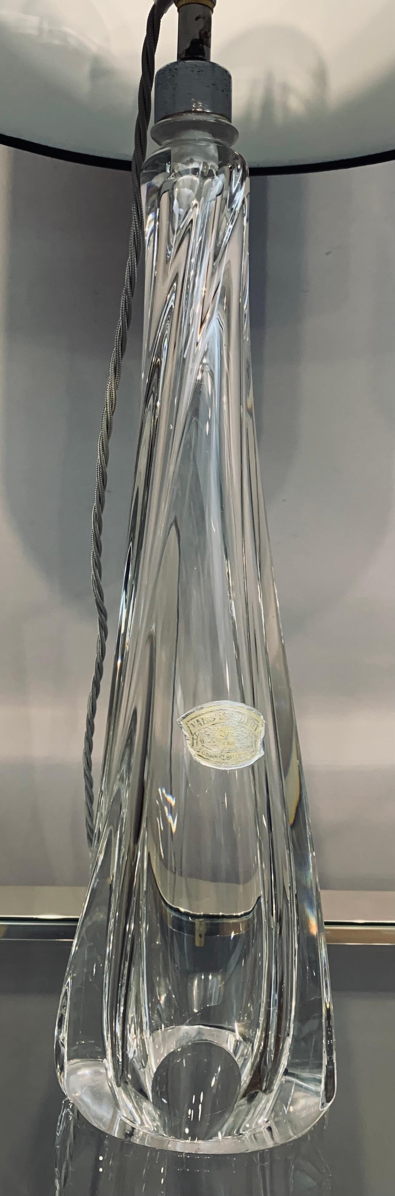 Lampe de table des années 1950 Val Saint Lambert en verre de cristal clair et chrome, avec label en feuille d'aluminium en vente 9
